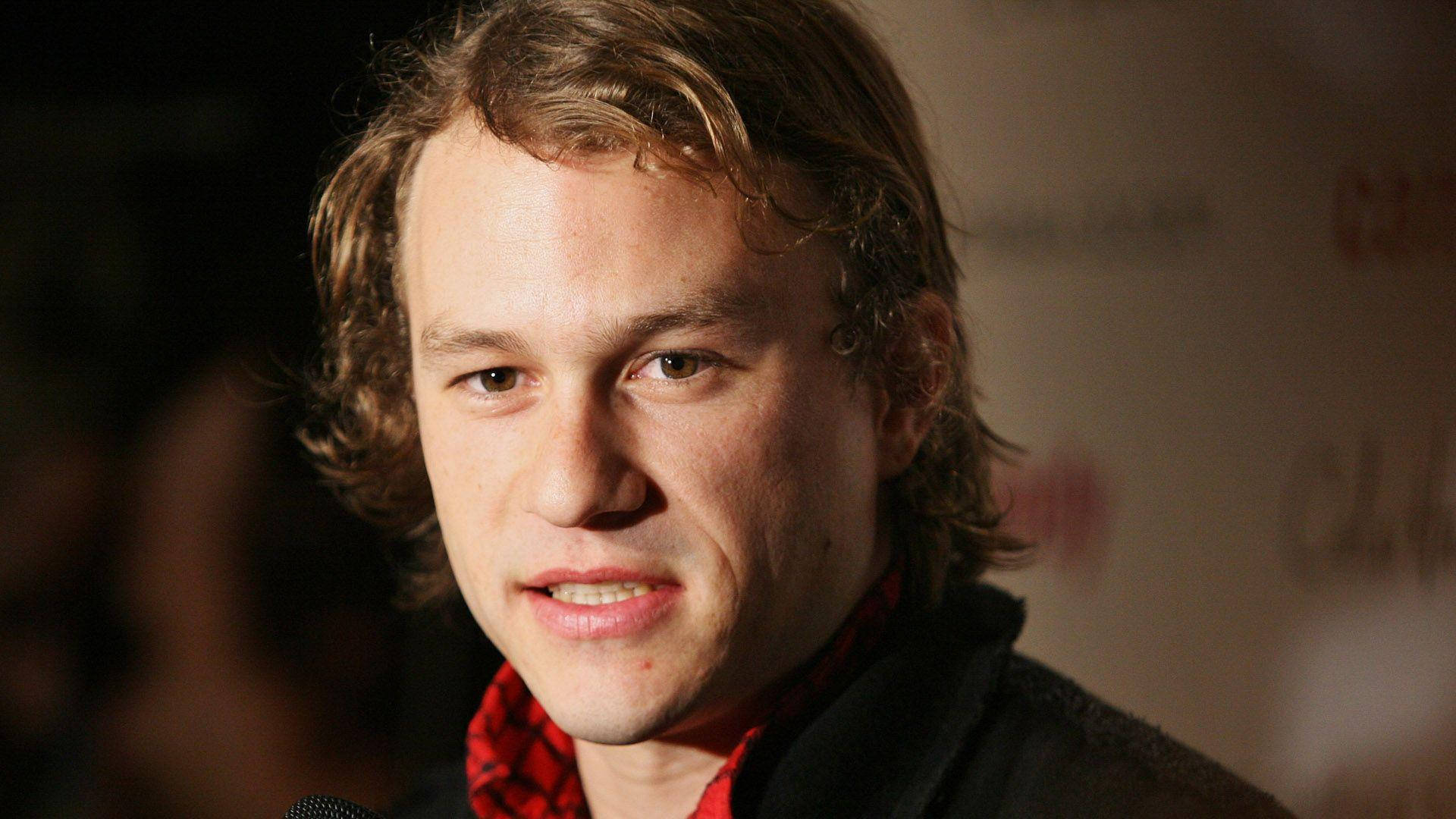 Heath Ledger, red plaid shirt, black jacket, Full HD Desktop Wallpaper
