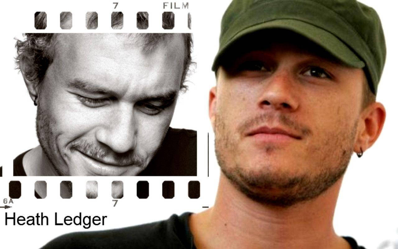 Heath Ledger, black and white film strip, color photo, HD Desktop Wallpaper