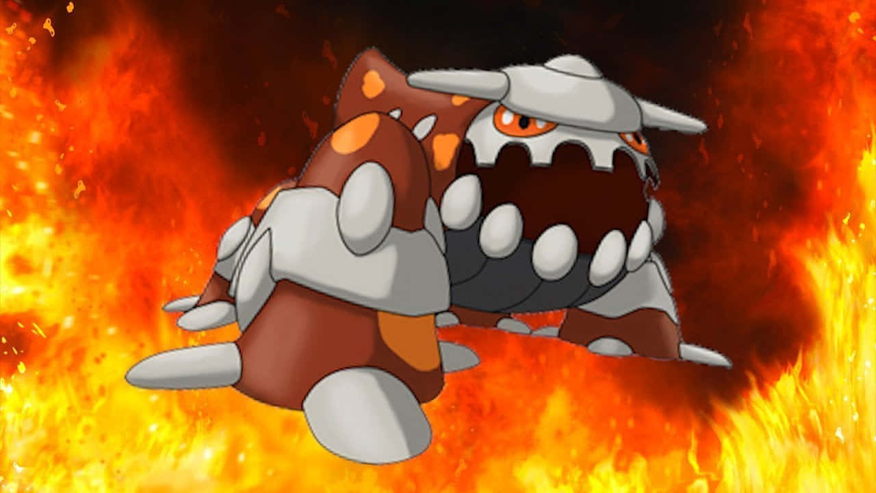 Heatran, orange eyes, rocky armor, HD Desktop Wallpaper