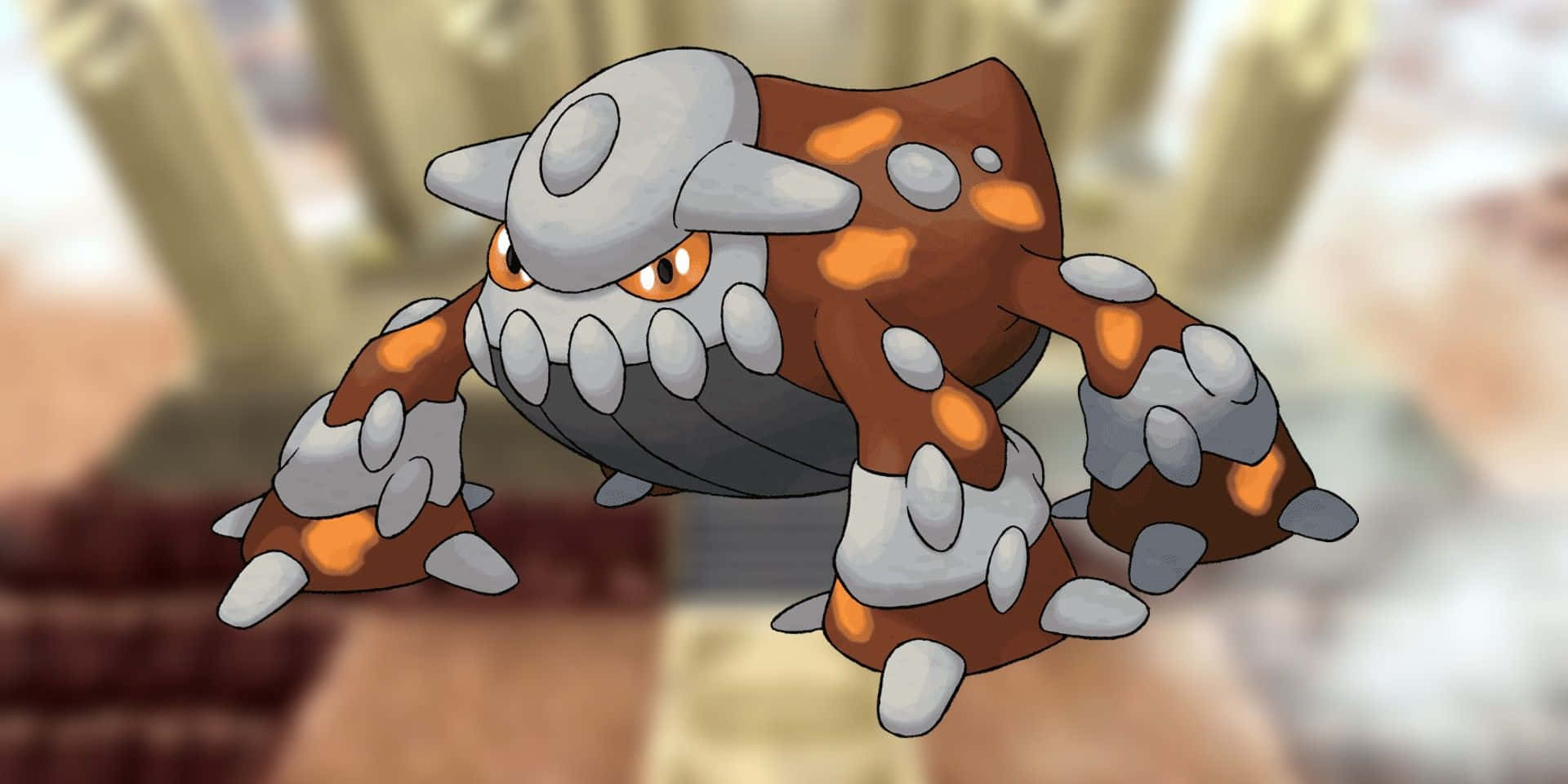 Heatran, orange and gray plates, anime-style pose, Full HD Desktop Wallpaper
