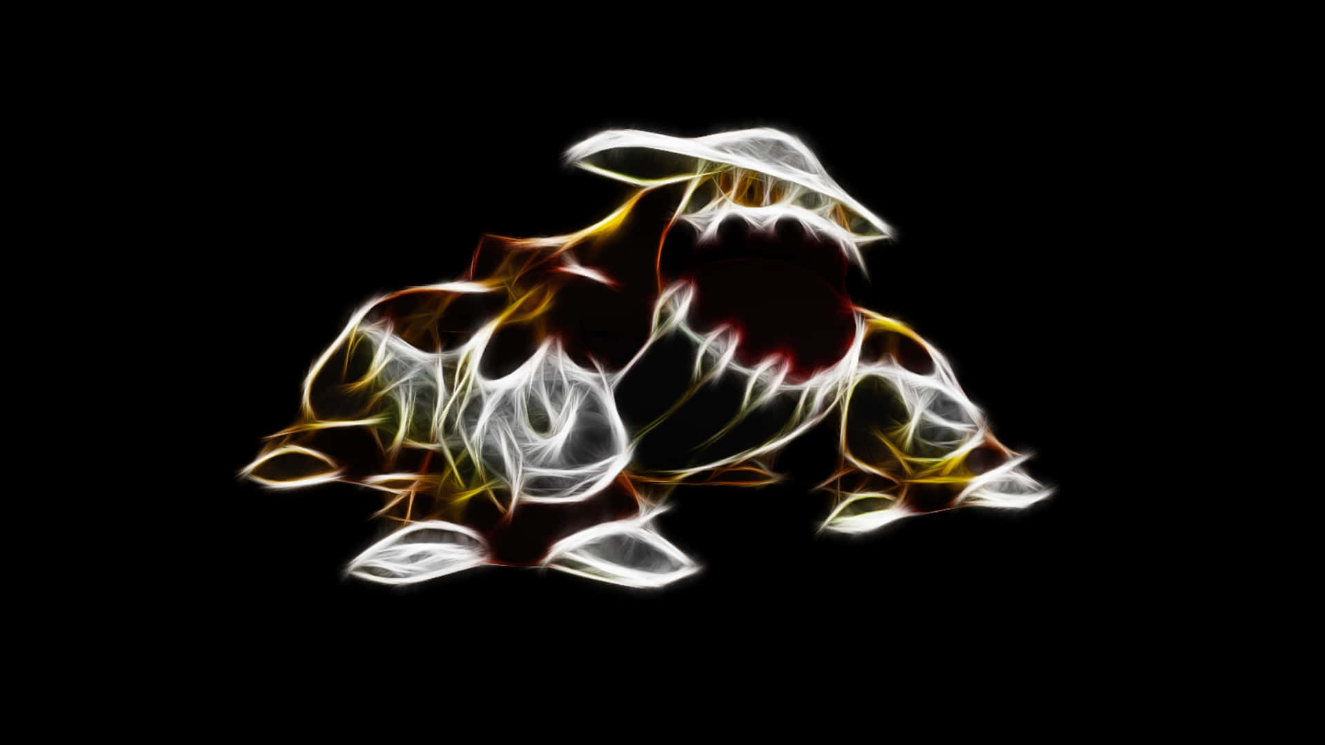 Heatran, neon outline, black background, Full HD Desktop Wallpaper