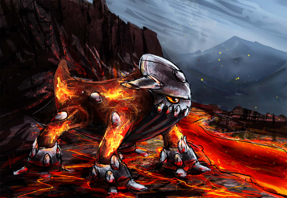 Heatran, lava, volcanic landscape, SD Desktop Wallpaper