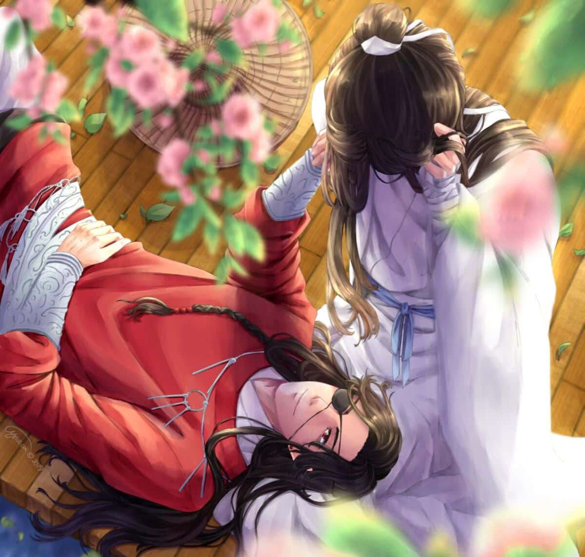 Heaven Officials Blessing, anime characters, traditional robes, SD Desktop Wallpaper