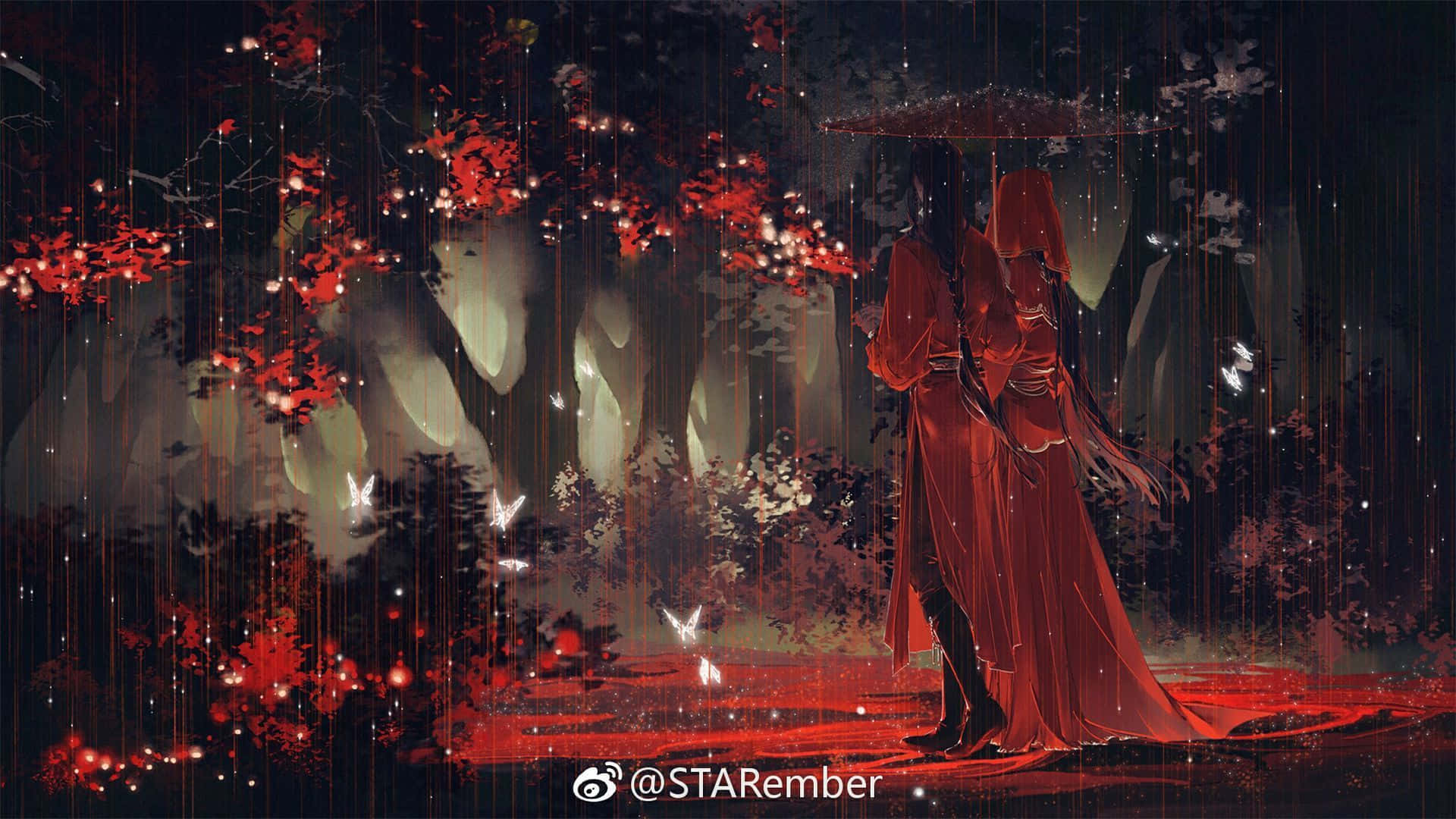 Heaven Officials Blessing, red robes, umbrella, Full HD Desktop Wallpaper