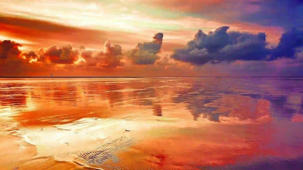Heaven, sunset, fiery oranges, HD Desktop Wallpaper