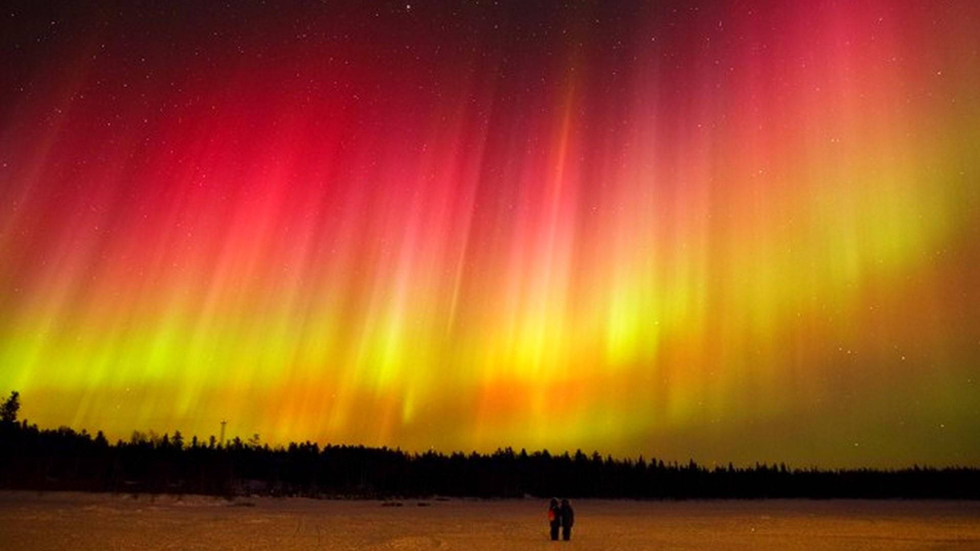 aurora borealis, starry night sky, snowy field, Full HD Desktop Wallpaper