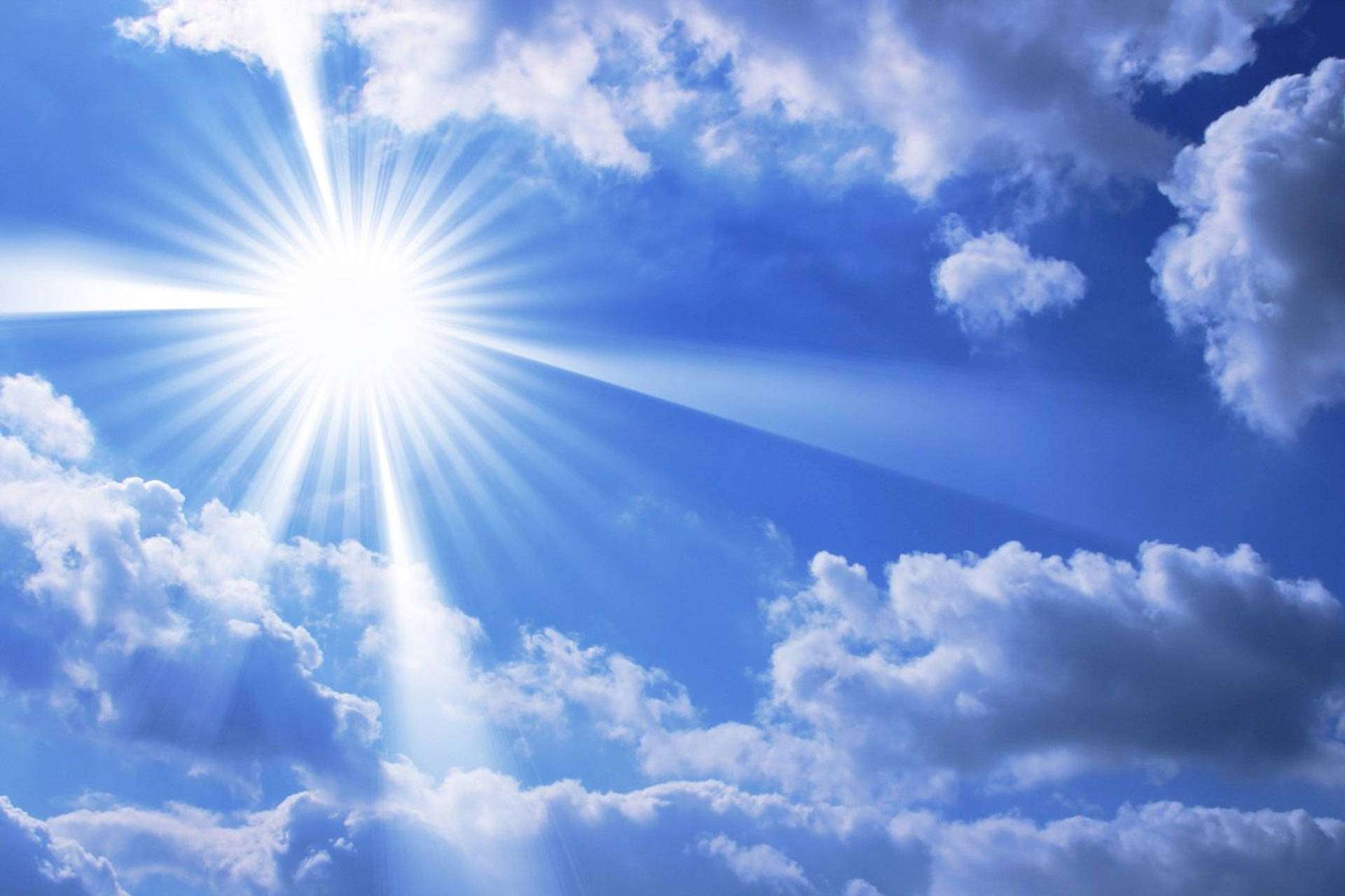 Heaven, deep blue sky, white fluffy clouds, Full HD Desktop Wallpaper