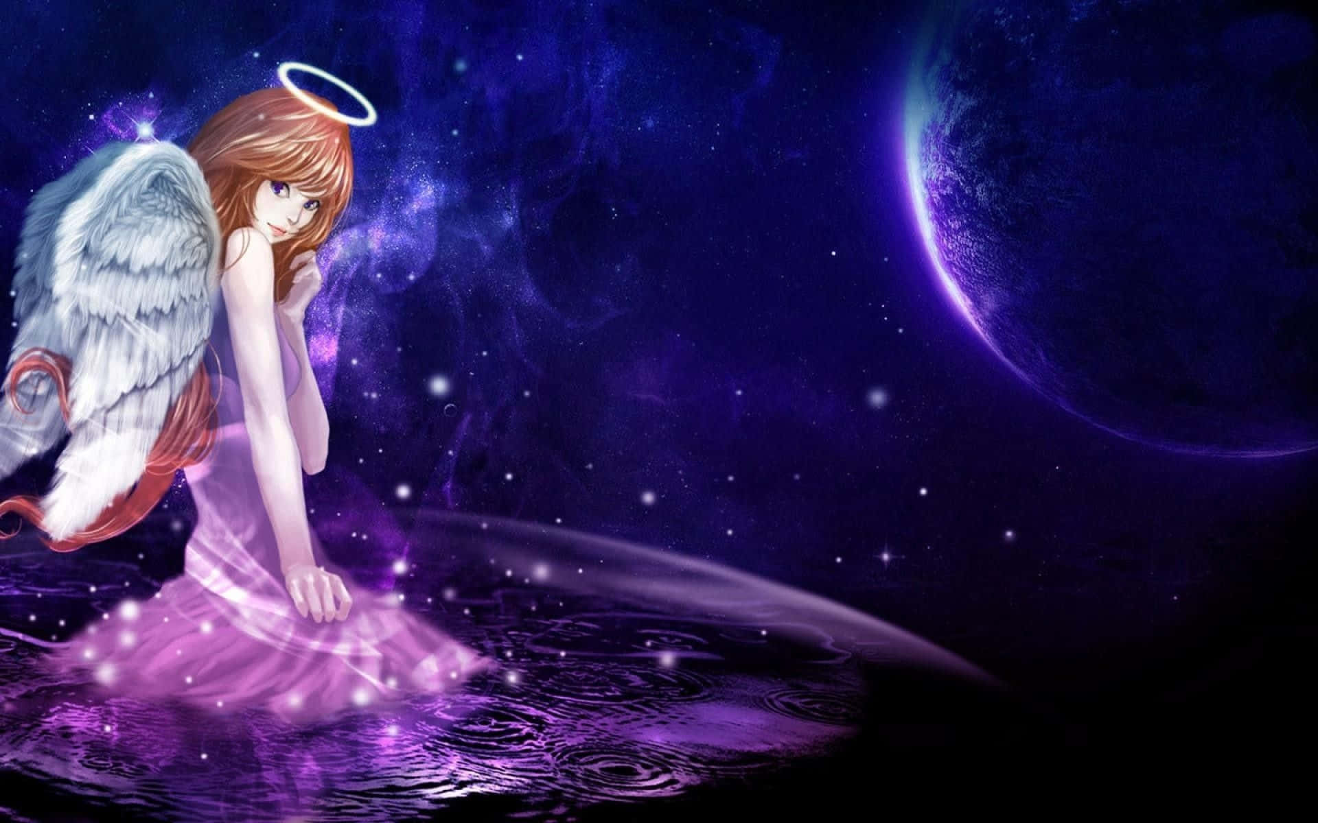 Cute Angels, white wings, halo, Full HD Desktop Wallpaper