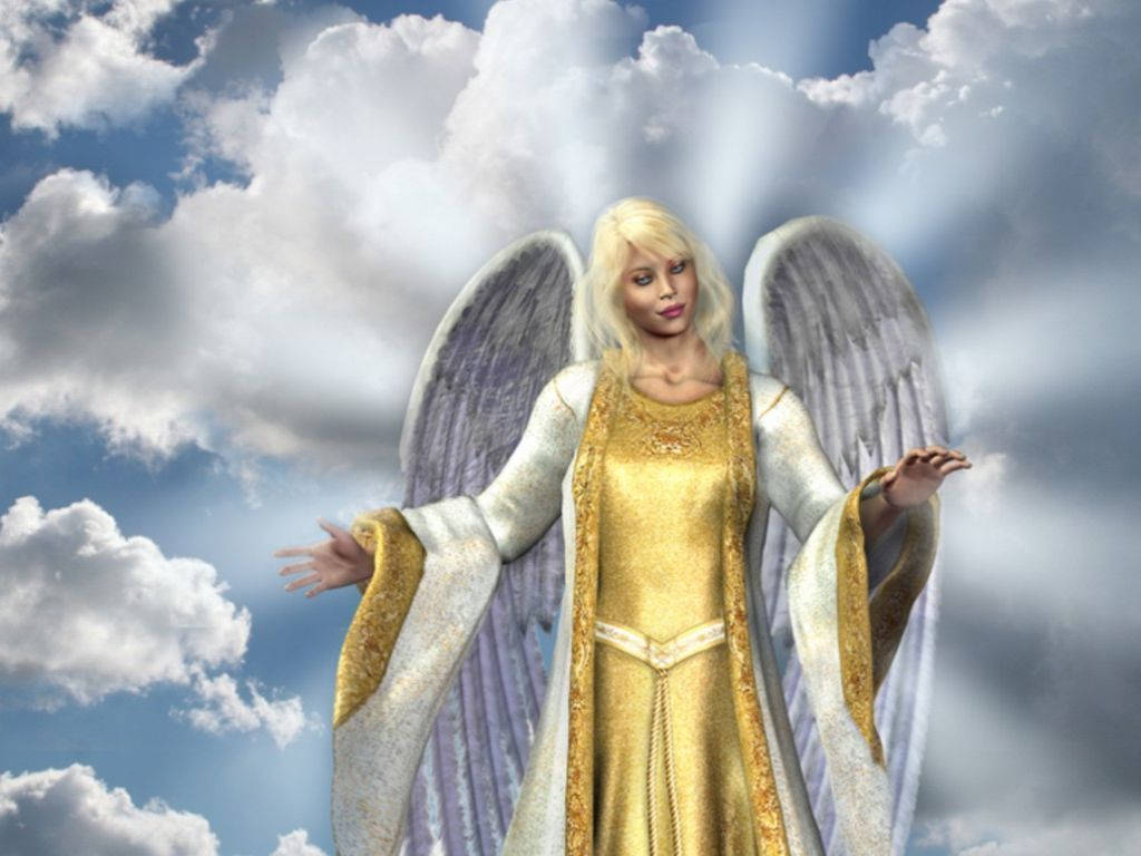 Heavenly Angels, golden dress, golden robes, SD Desktop Wallpaper