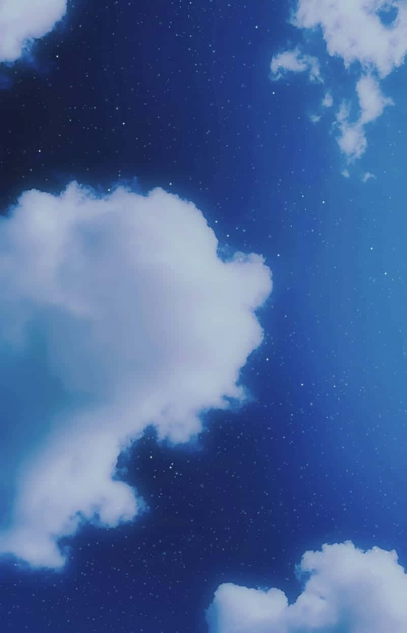Starry Sky With Clouds, deep blue sky, soft white clouds, SD Phone Wallpaper