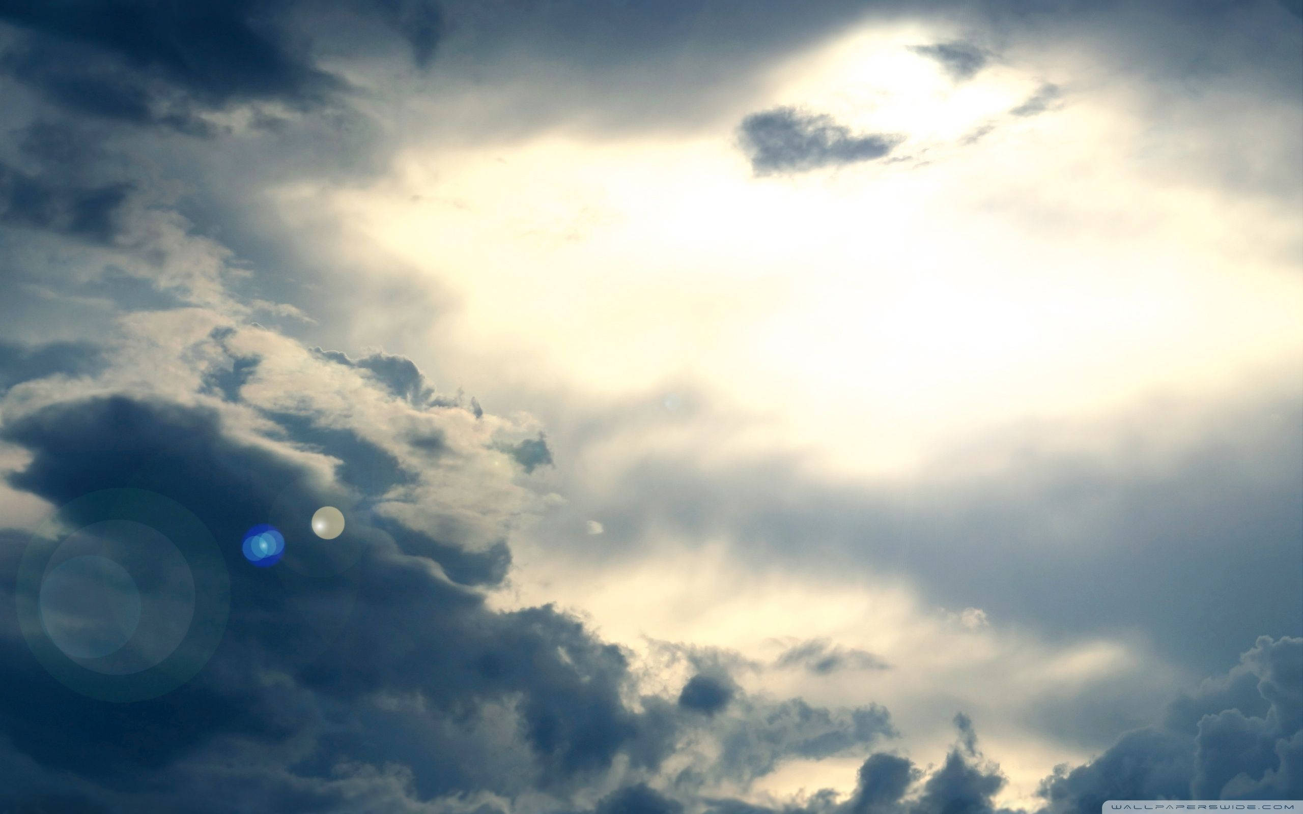 Heavenly Clouds, golden light, lens flares, 2K Desktop Wallpaper