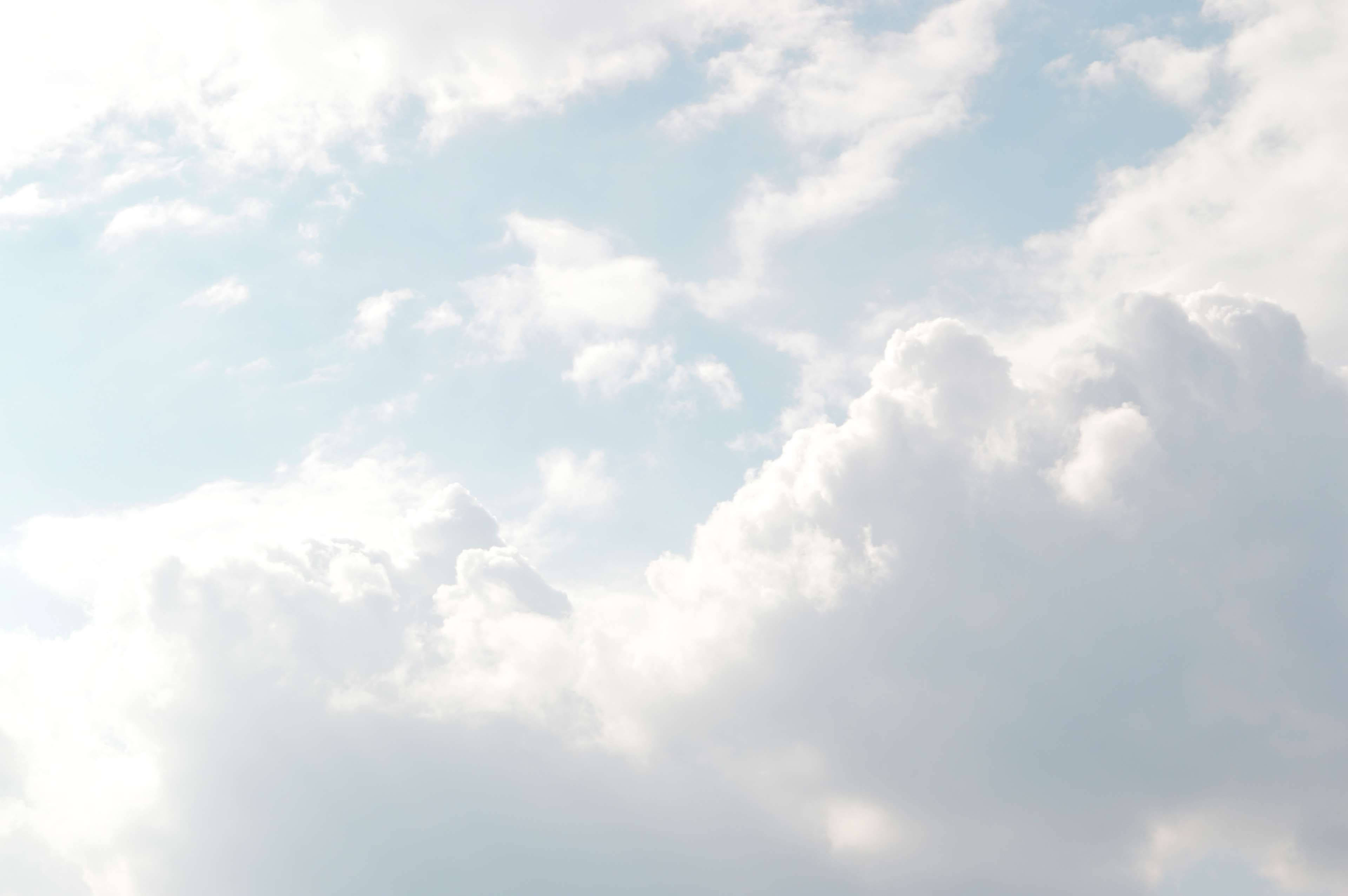 Heavenly Clouds, soft white clouds, pale blue sky, 4K Desktop Wallpaper