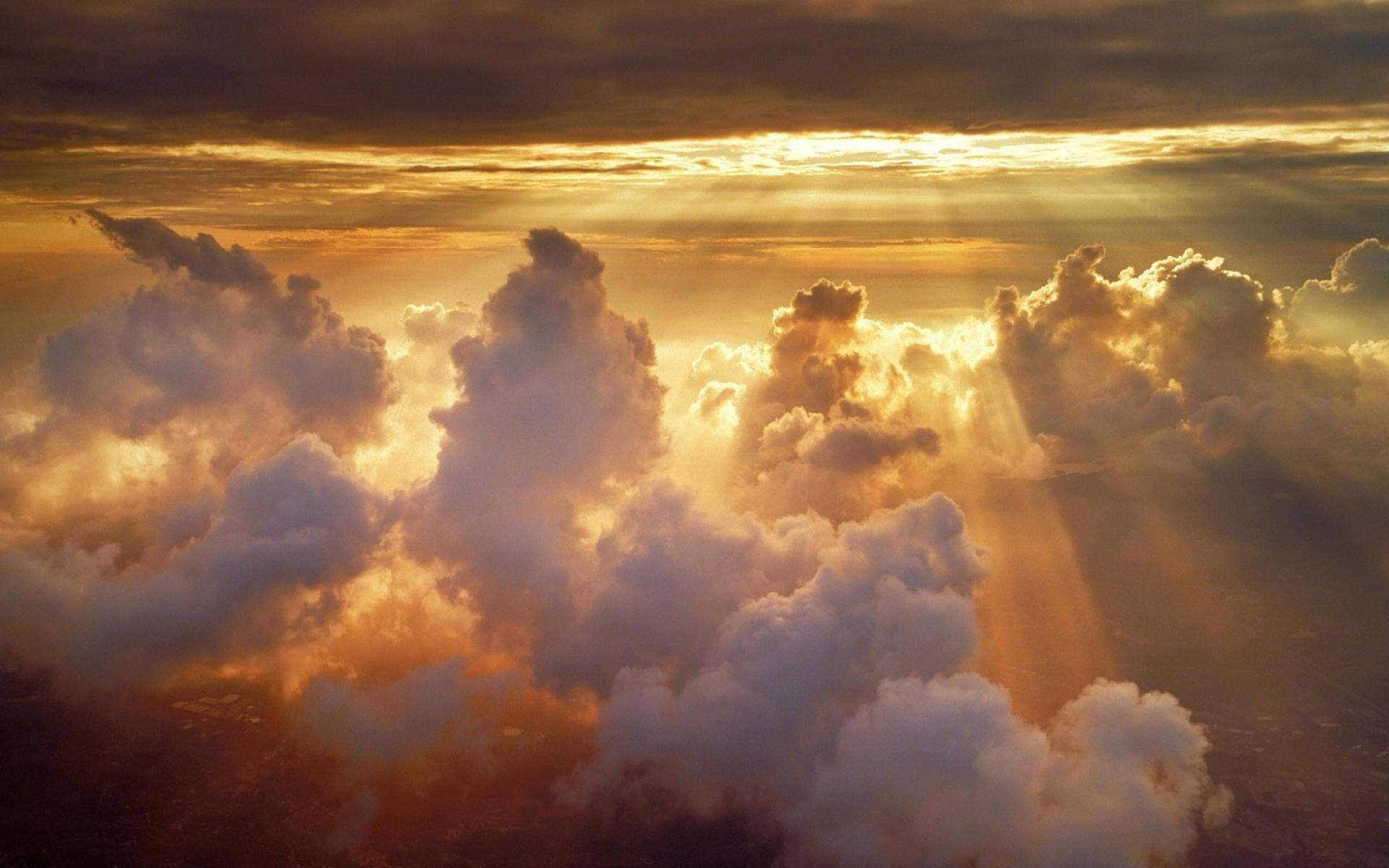 Heavenly Clouds, sunbeams, towering clouds, Full HD Desktop Wallpaper