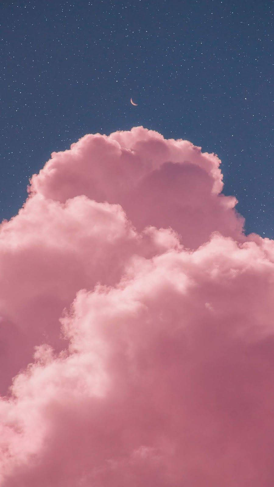 Heavenly Clouds, starry night sky, crescent moon, HD Phone Wallpaper