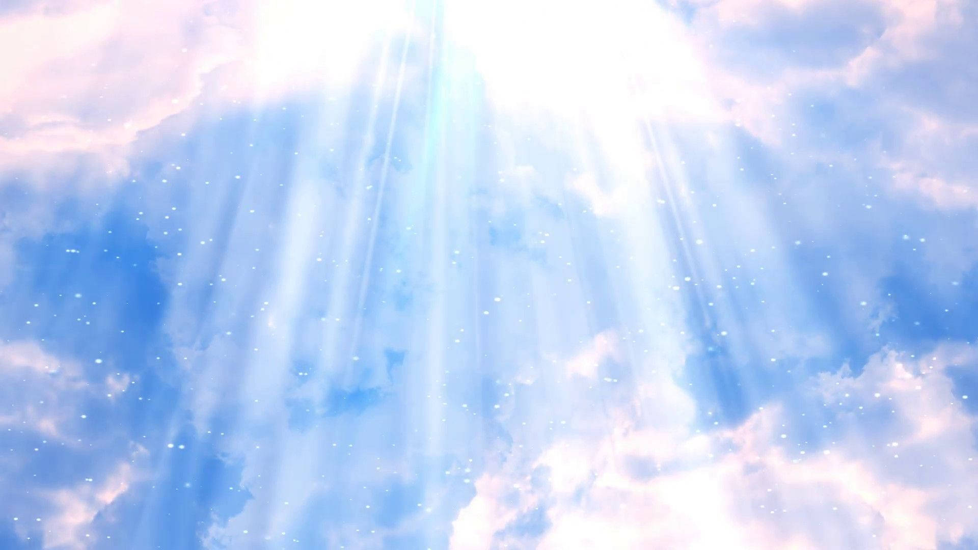 Heavenly Clouds, sunbeams, soft blue and pink clouds, Full HD Desktop Wallpaper