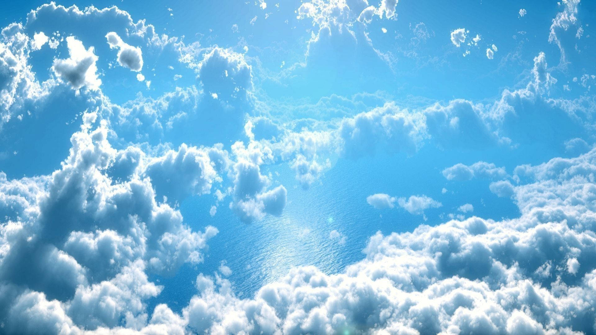 heavenly clouds, blue sky, fluffy white clouds, Full HD Desktop Wallpaper