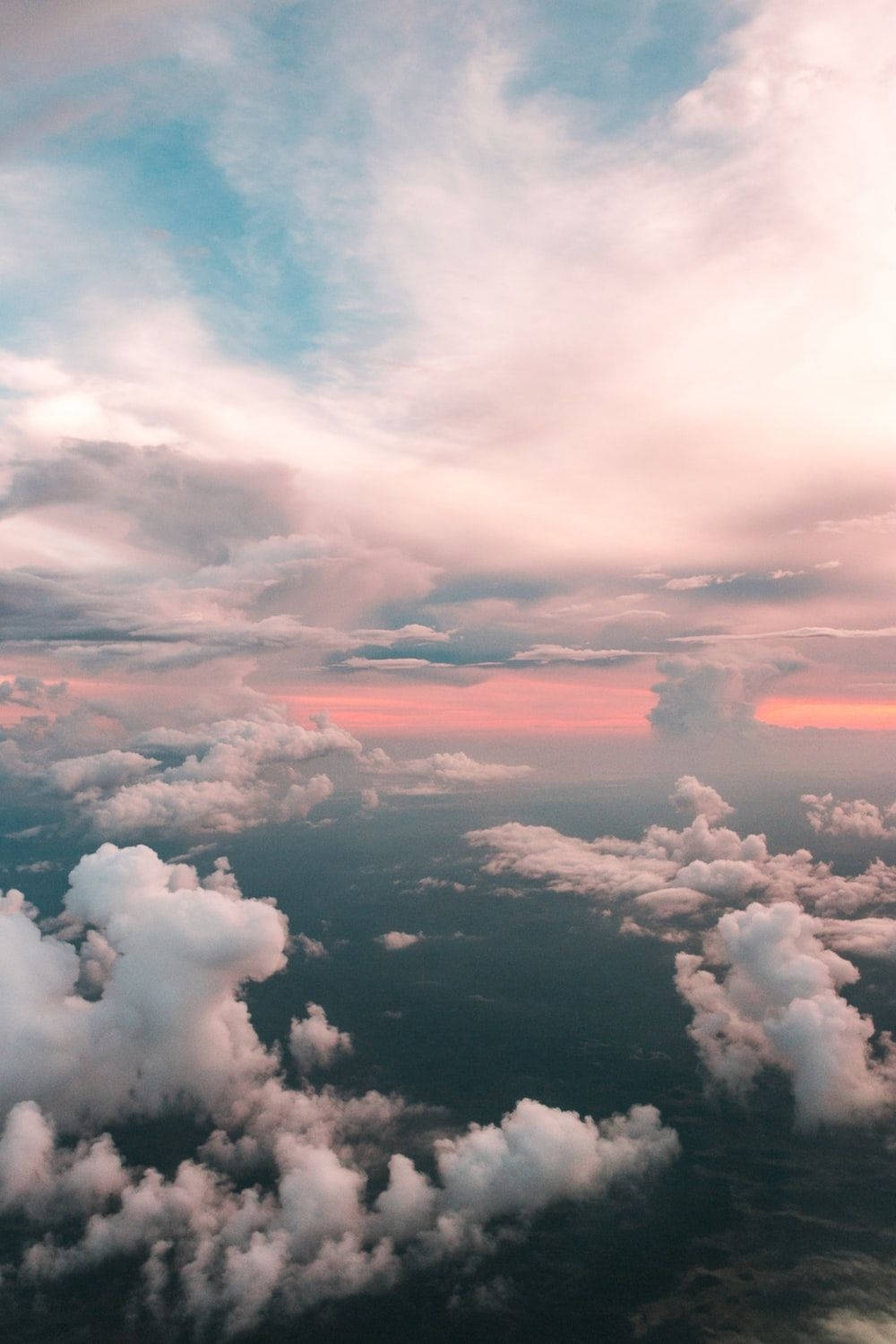 heavenly clouds, fluffy white clouds, soft pink and blue sunset hues, HD Phone Wallpaper