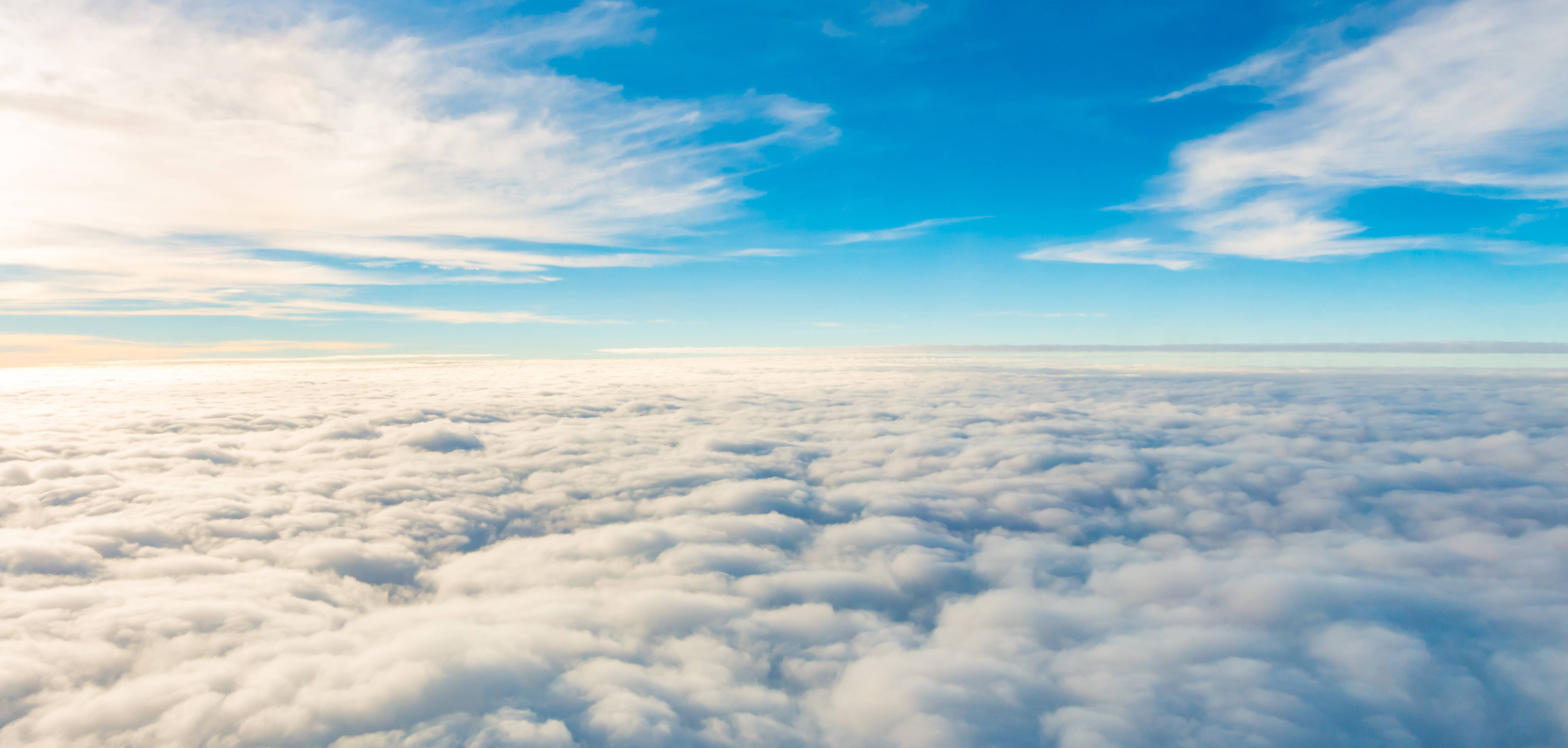 heavenly clouds, airplane, fluffy white clouds, 5K Desktop Wallpaper