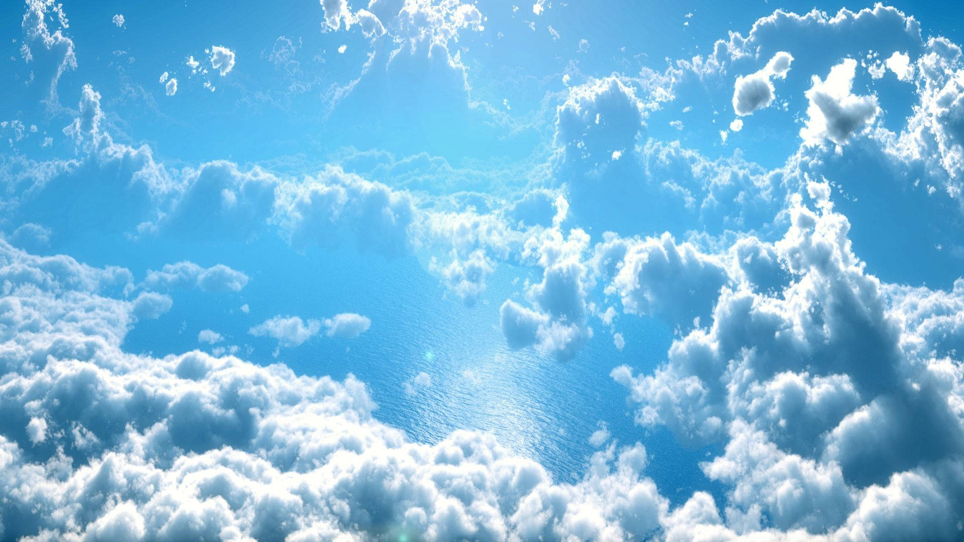 Heavenly Clouds, blue sky, fluffy white clouds, Full HD Desktop Wallpaper