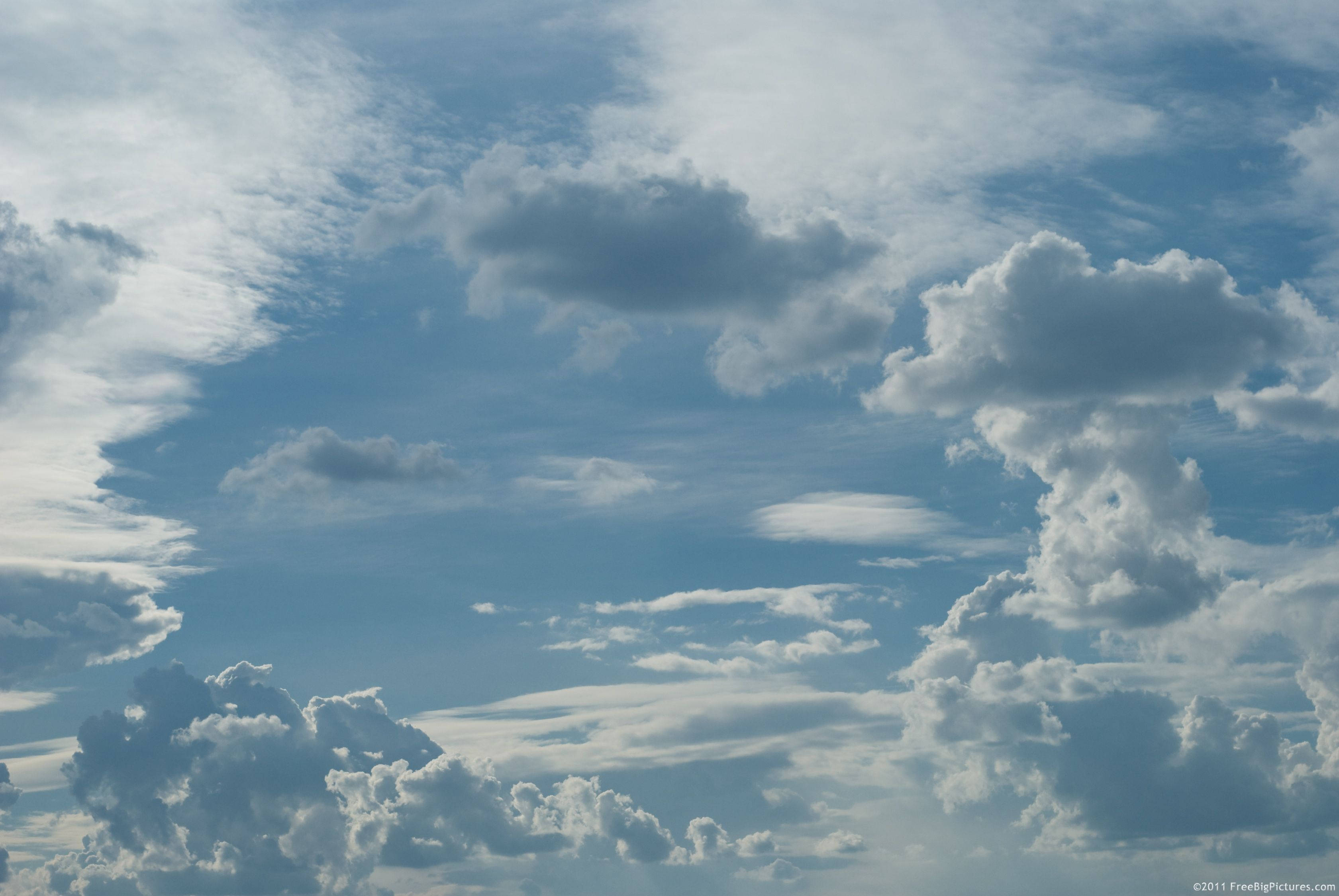 Heavenly Clouds, blue sky, fluffy white clouds, 2K Desktop Wallpaper