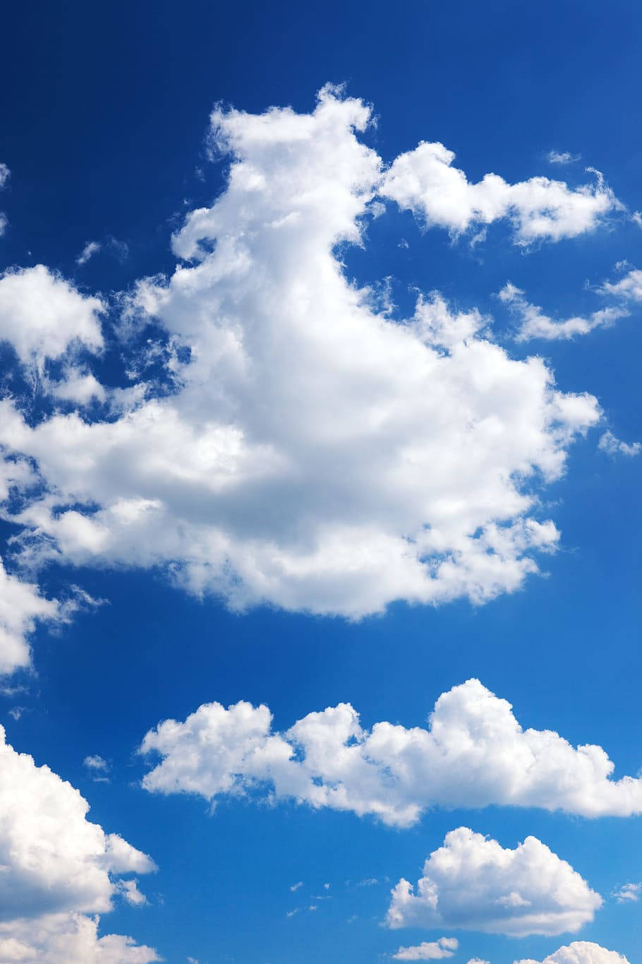 Heavenly Clouds, cerulean sky, fluffy white cumulus clouds, HD Phone Wallpaper