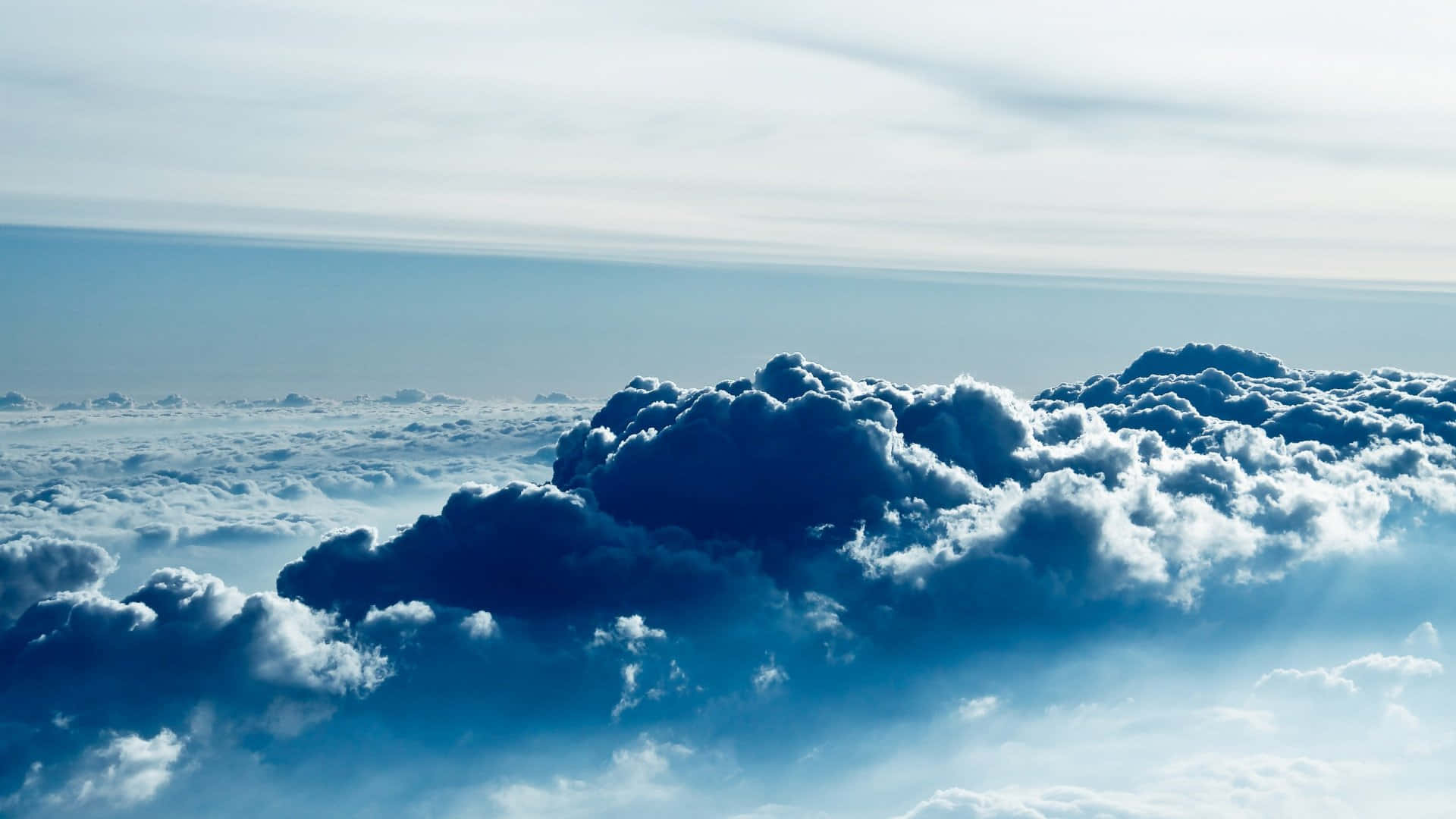Sea of Clouds, blue and white clouds, serene sky, Full HD Desktop Wallpaper
