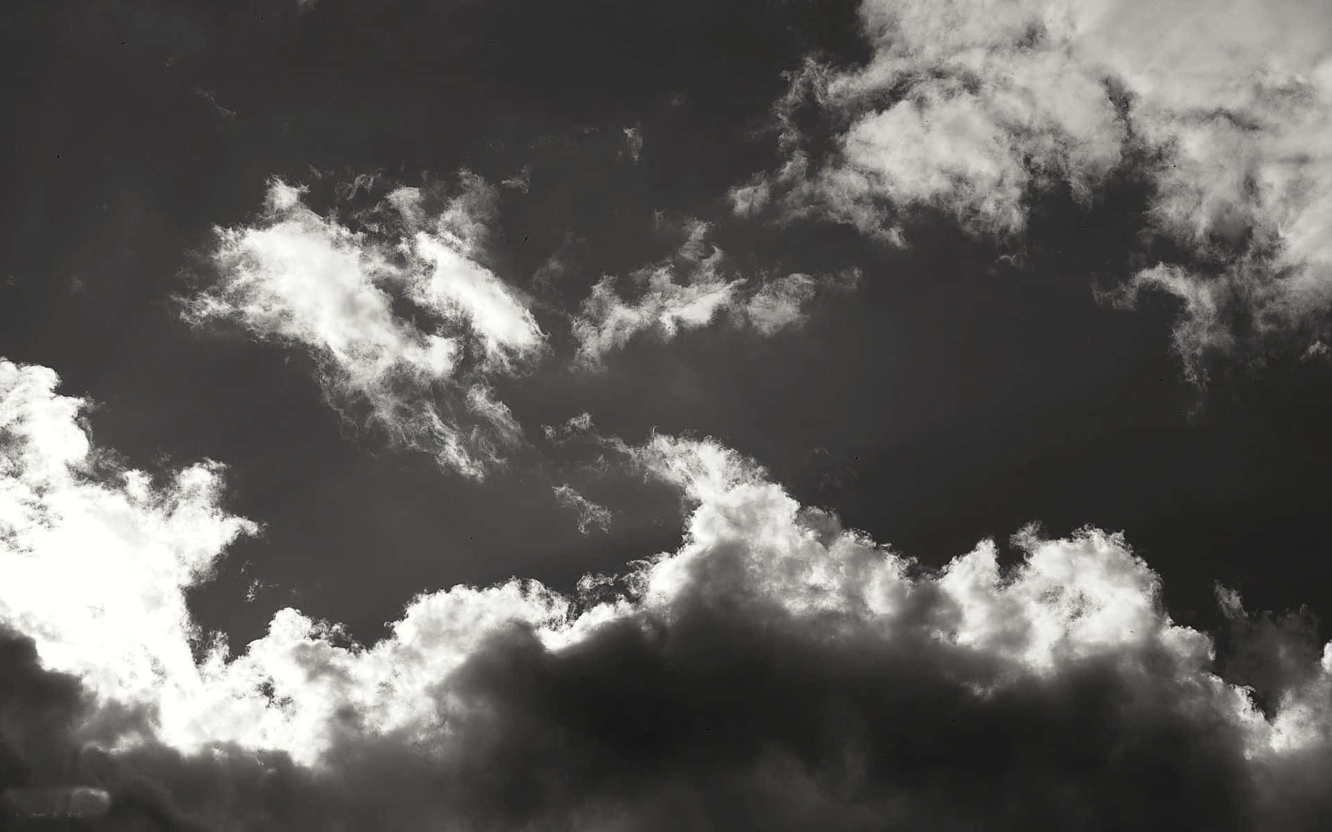 black and white cloud, monochrome clouds, bright white, Full HD Desktop Wallpaper