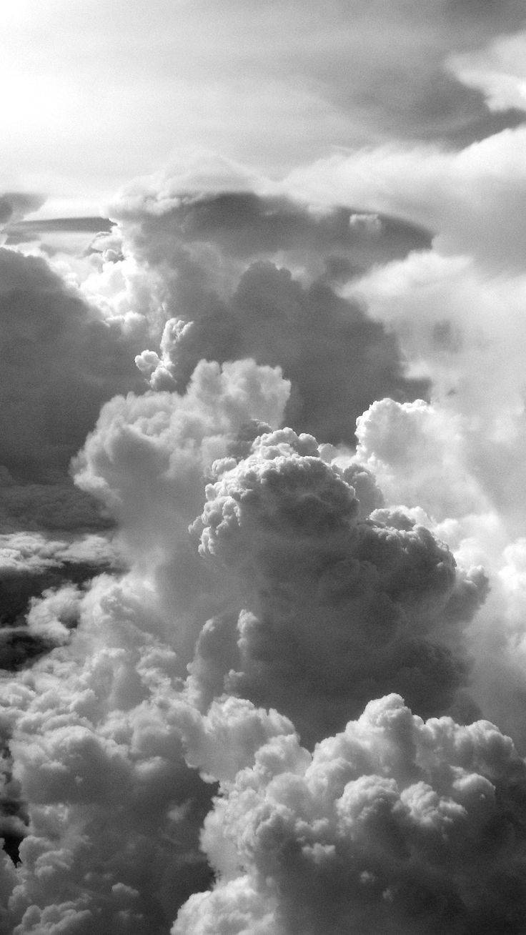 light grey aesthetic clouds, monochrome cloudscape, towering cumulus formations, HD Phone Wallpaper