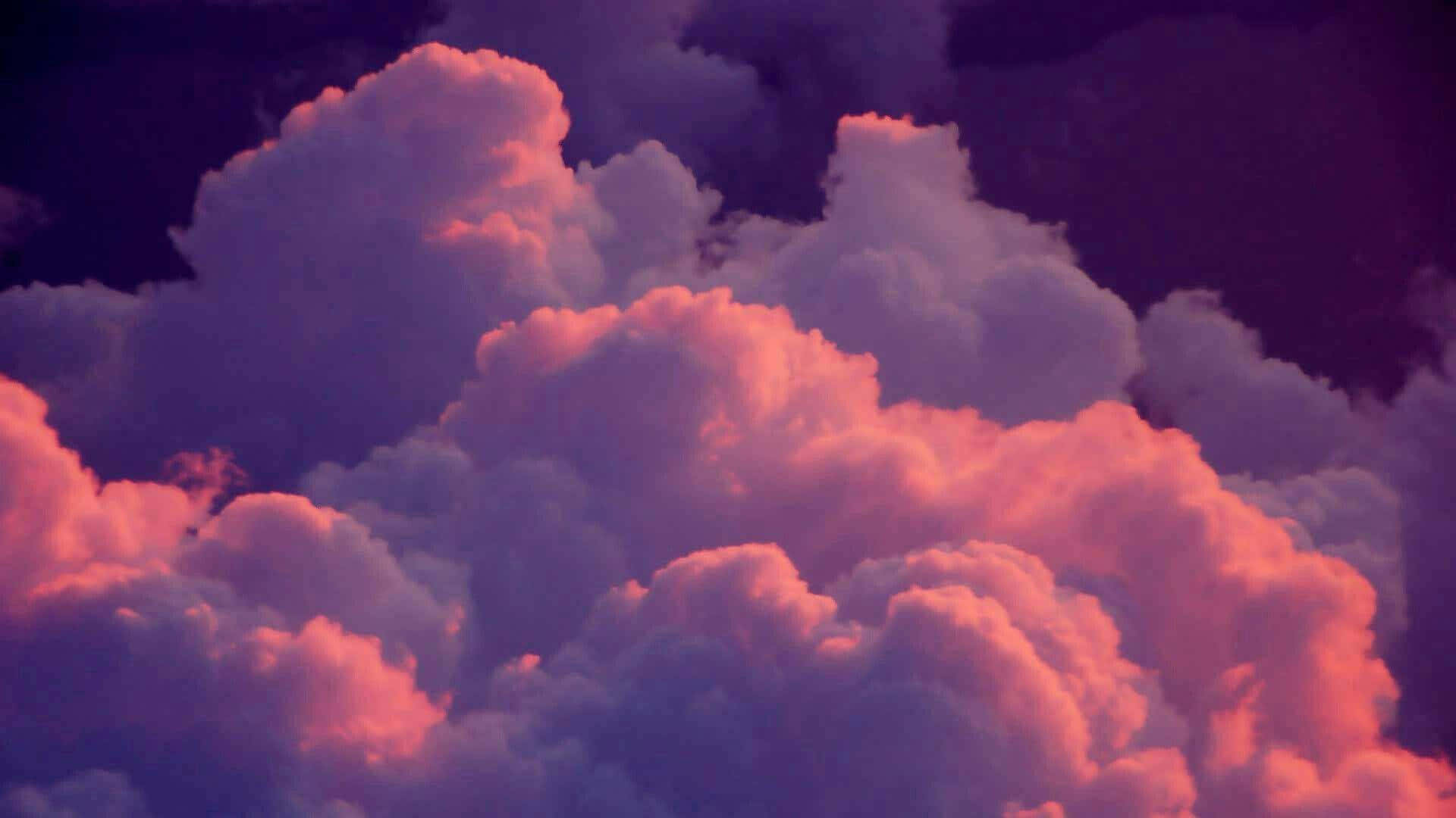pink and purple sky, voluminous clouds, fiery pink, Full HD Desktop Wallpaper
