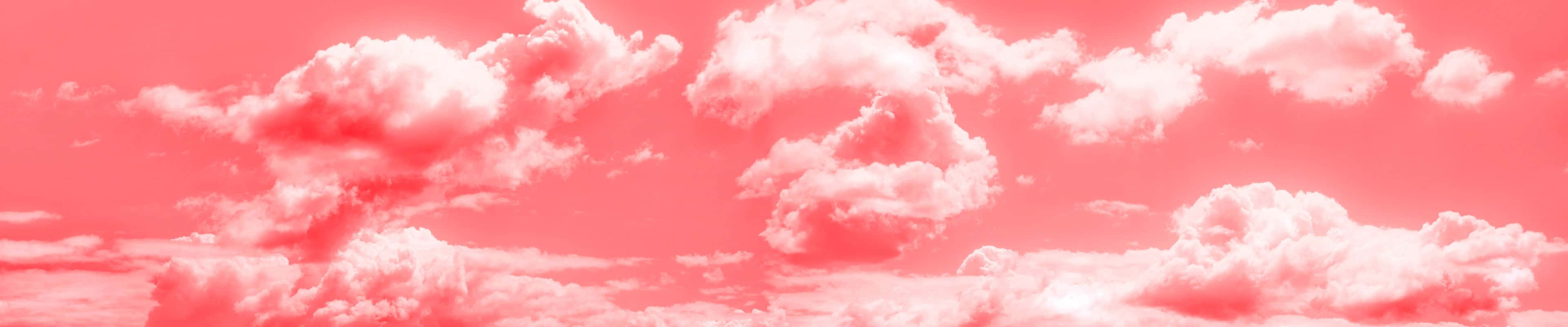 pink sky, soft white clouds, panoramic view, 4K Desktop Wallpaper