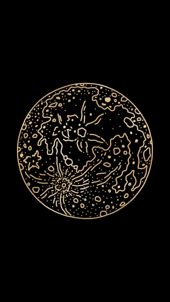 black and gold aesthetic, golden ornate circular design, floral motifs, SD Phone Wallpaper