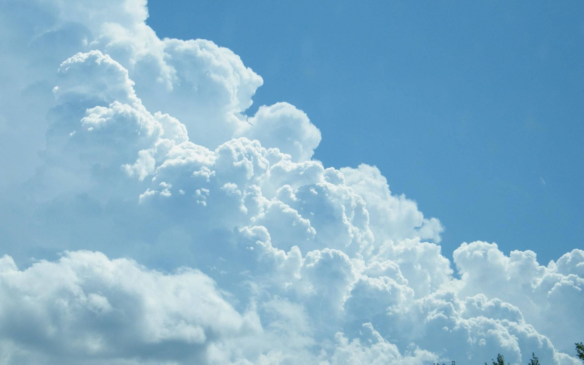 heavenly clouds, fluffy white cumulus clouds, clear bright blue sky, Full HD Desktop Wallpaper