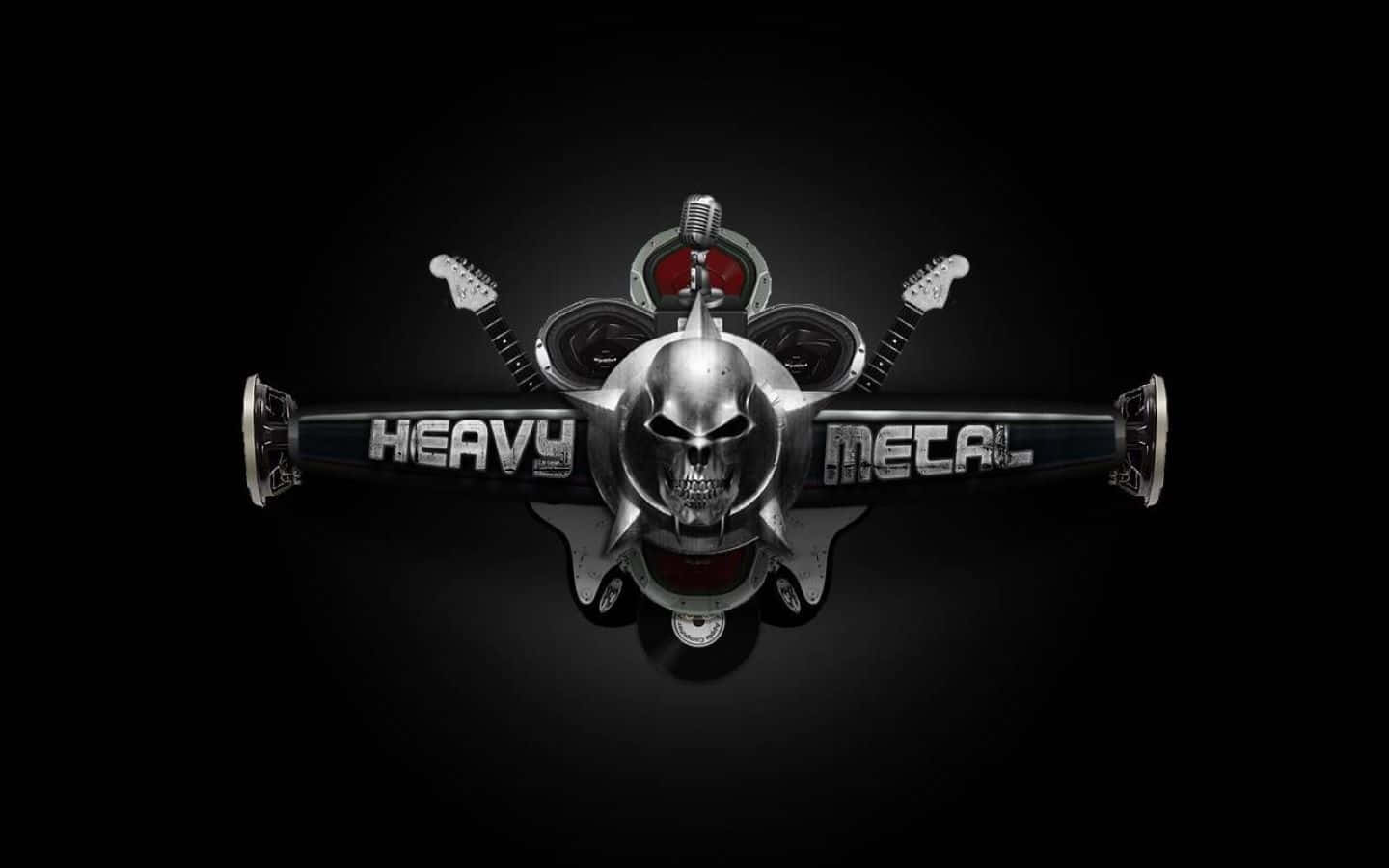 metallic skull, guitar picks, microphones, HD Desktop Wallpaper