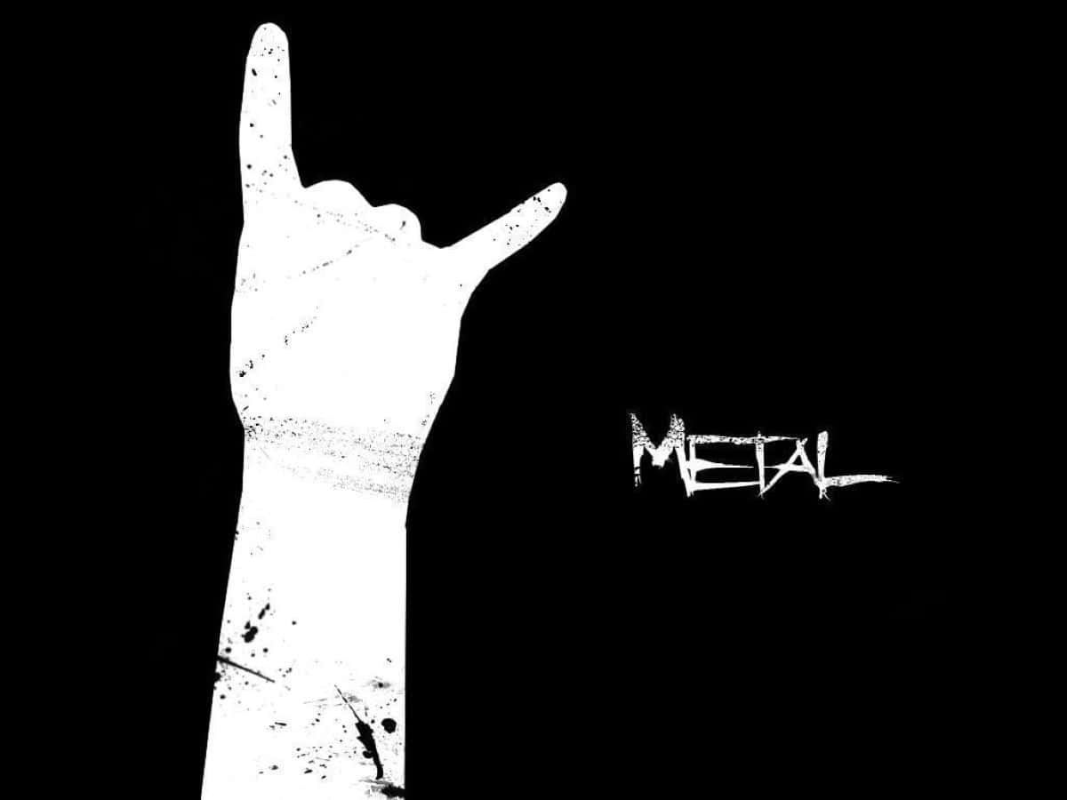 Heavy Metal, metal horns gesture, gritty font, SD Desktop Wallpaper
