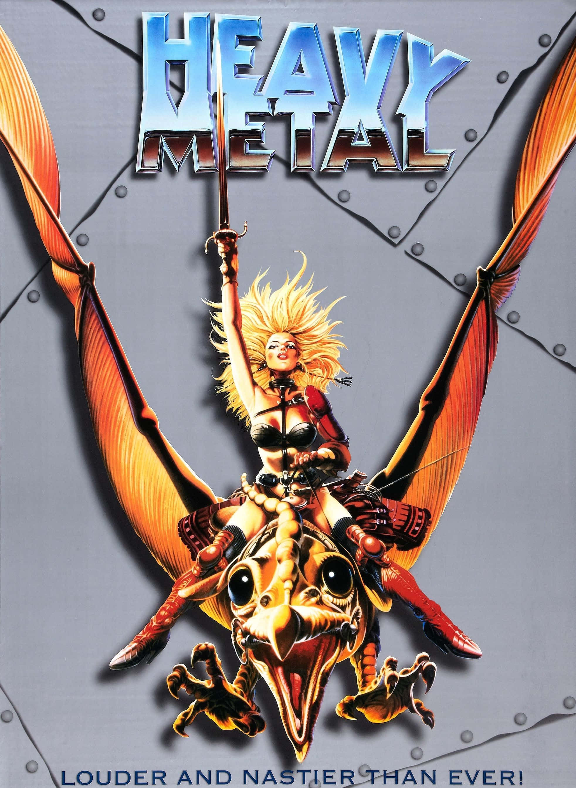 heavy metal 1964, red armor, orange-winged creature, 2K Phone Wallpaper