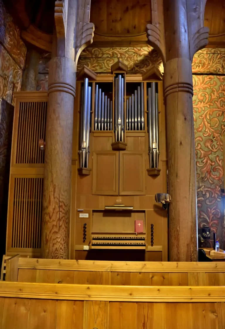 Heddal Stave Church, pipe organ, wooden pipe organ, SD Phone Wallpaper