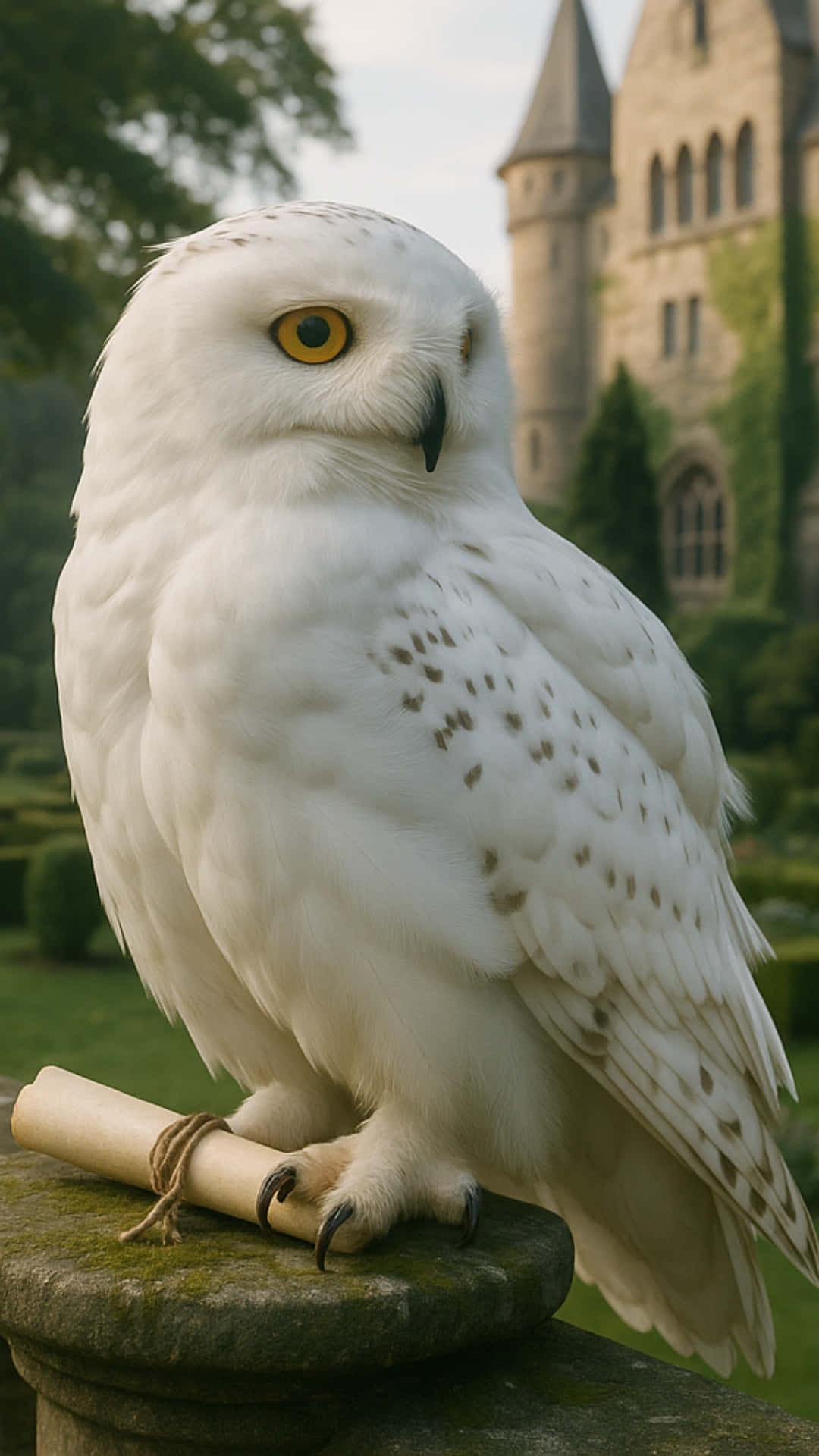 Hedwig, snowy owl, bright yellow eyes, Full HD Phone Wallpaper