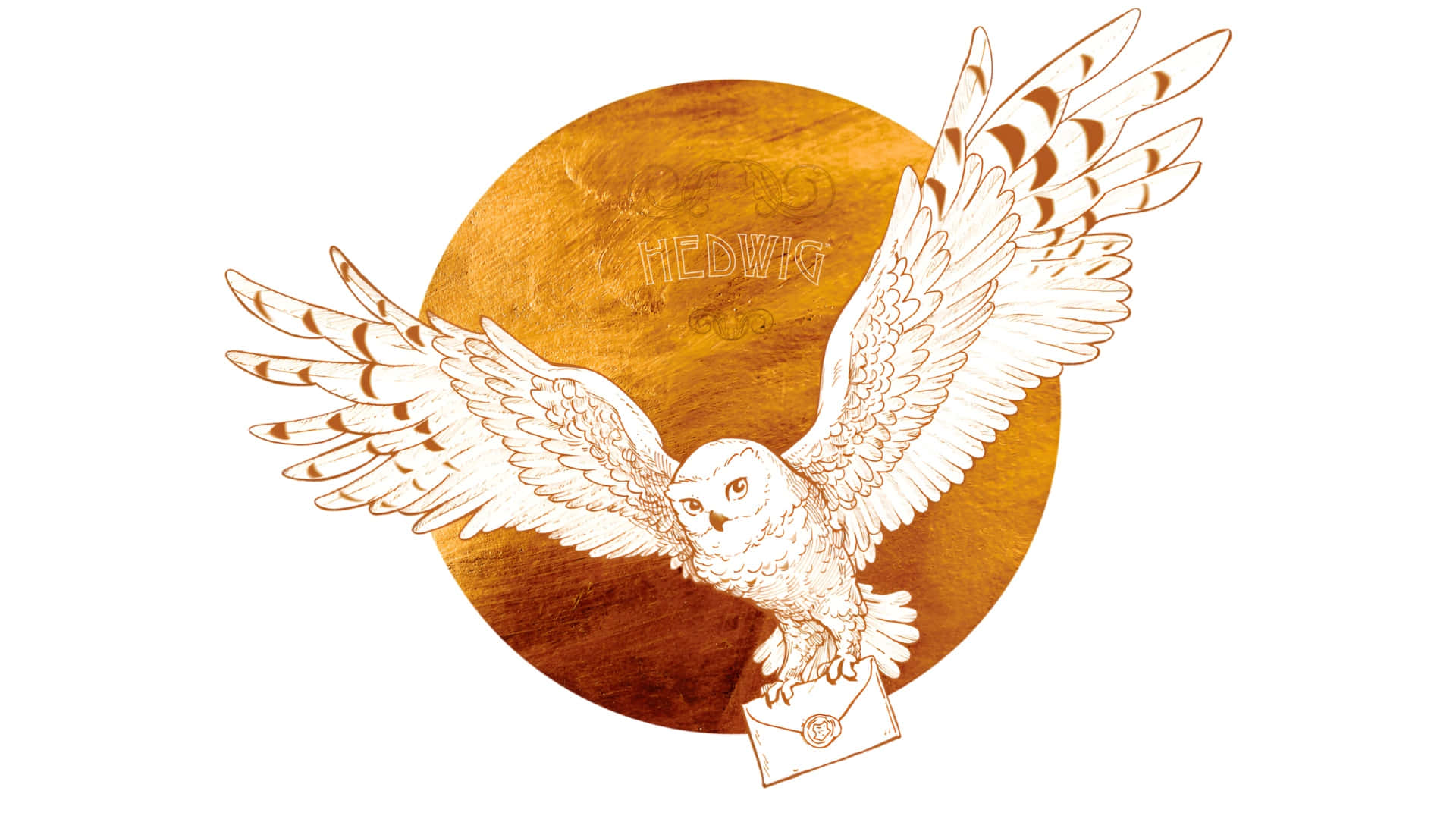 Hedwig, snowy owl, line drawing, Full HD Desktop Wallpaper