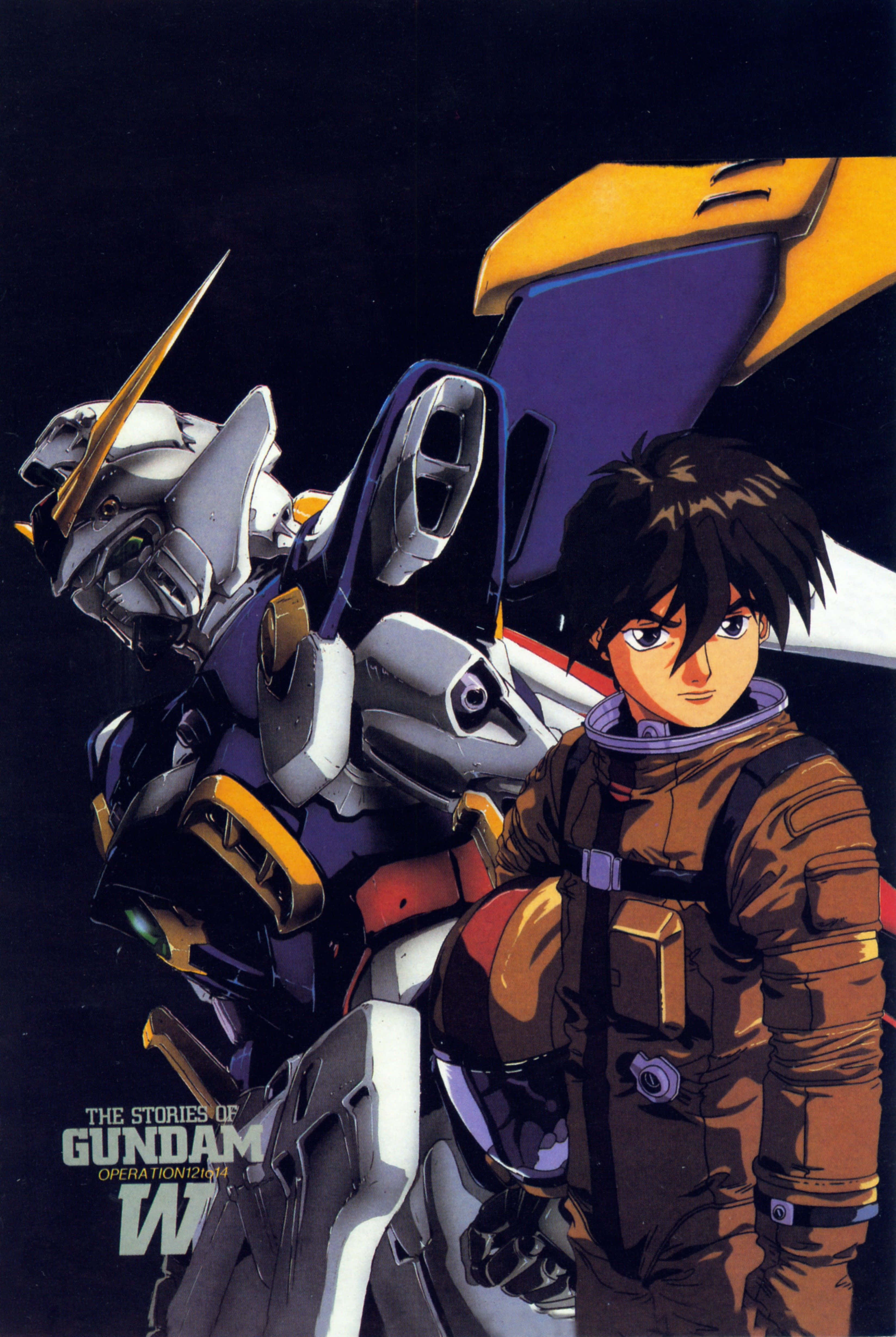 Heero Yuy, brown gear, silver and yellow mobile suit, 4K Phone Wallpaper