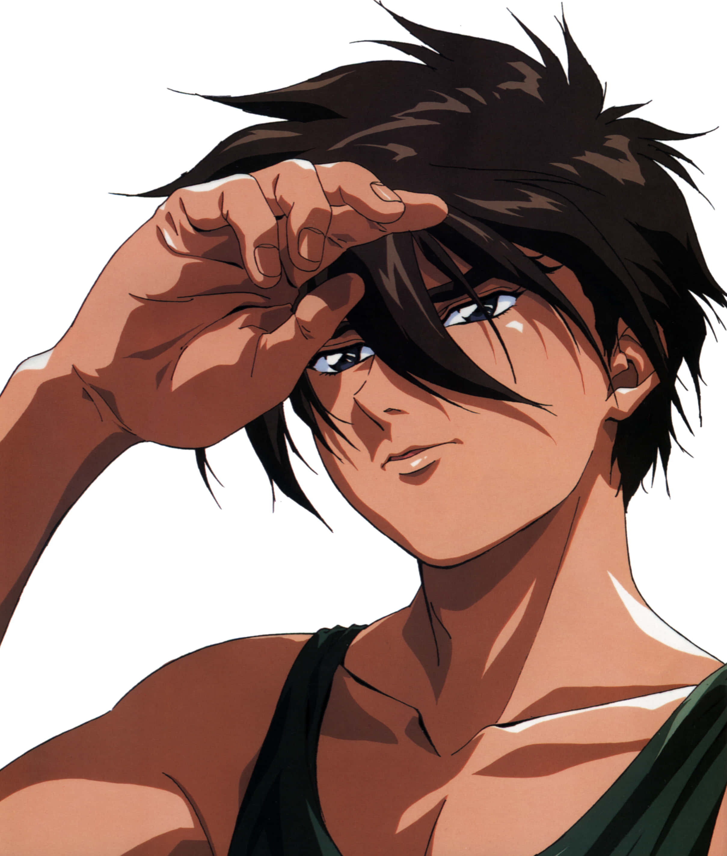 Heero Yuy, spiky black hair, intense blue eyes, 2K Phone Wallpaper