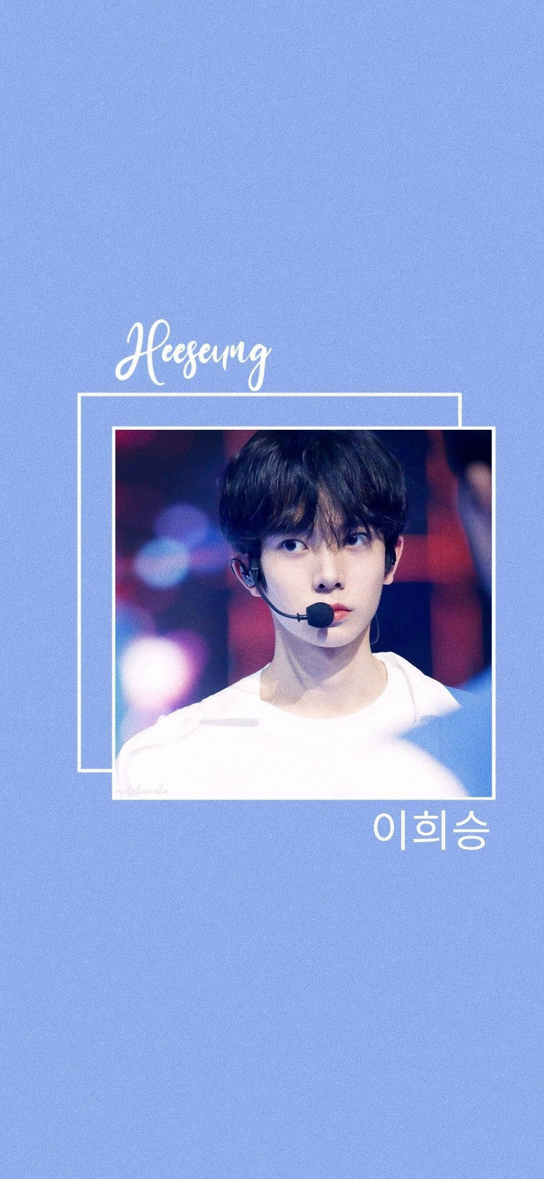 Heeseung, pastel blue aesthetic, white border, Full HD Phone Wallpaper