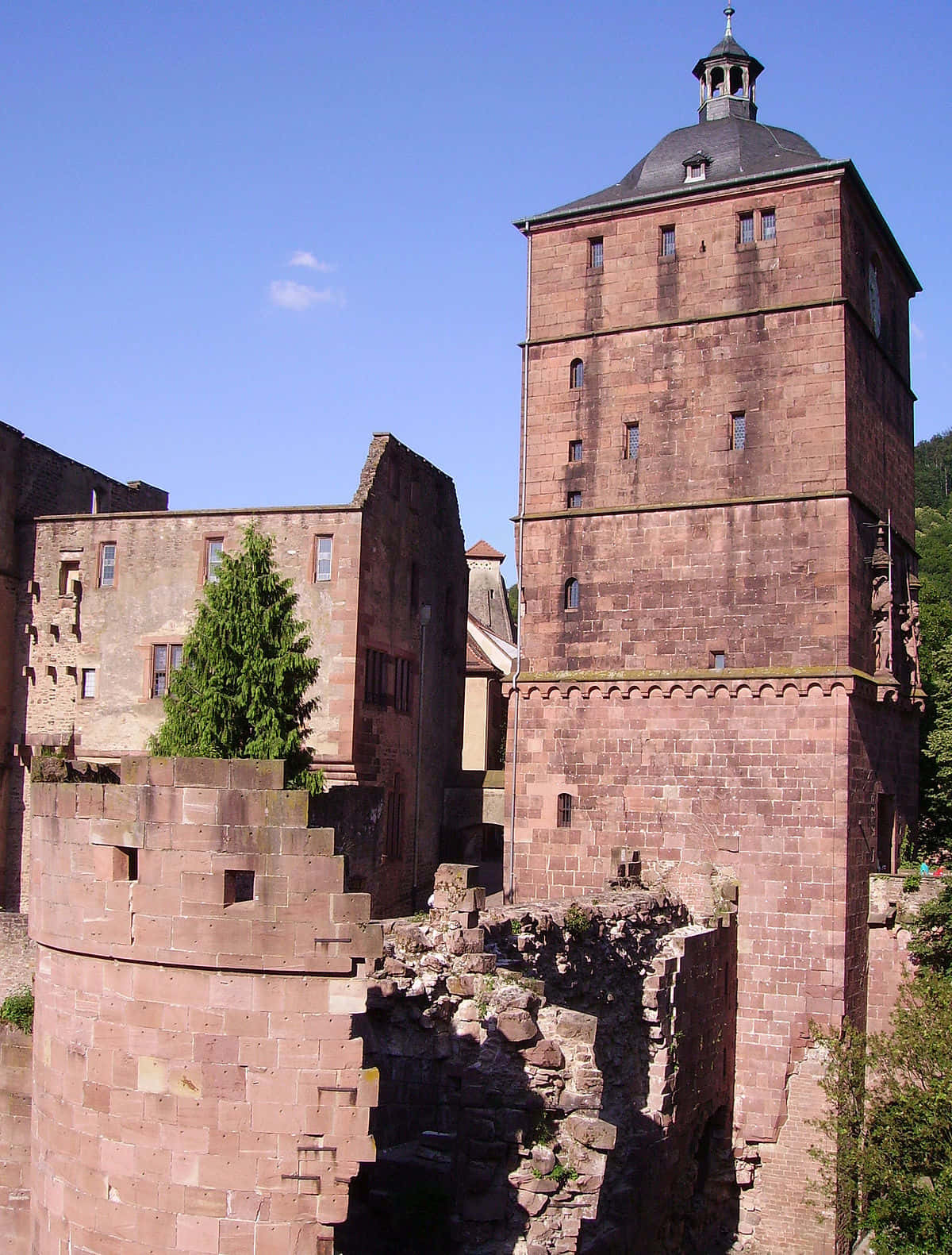 Heidelberg Castle, red sandstone, tall tower, HD Phone Wallpaper