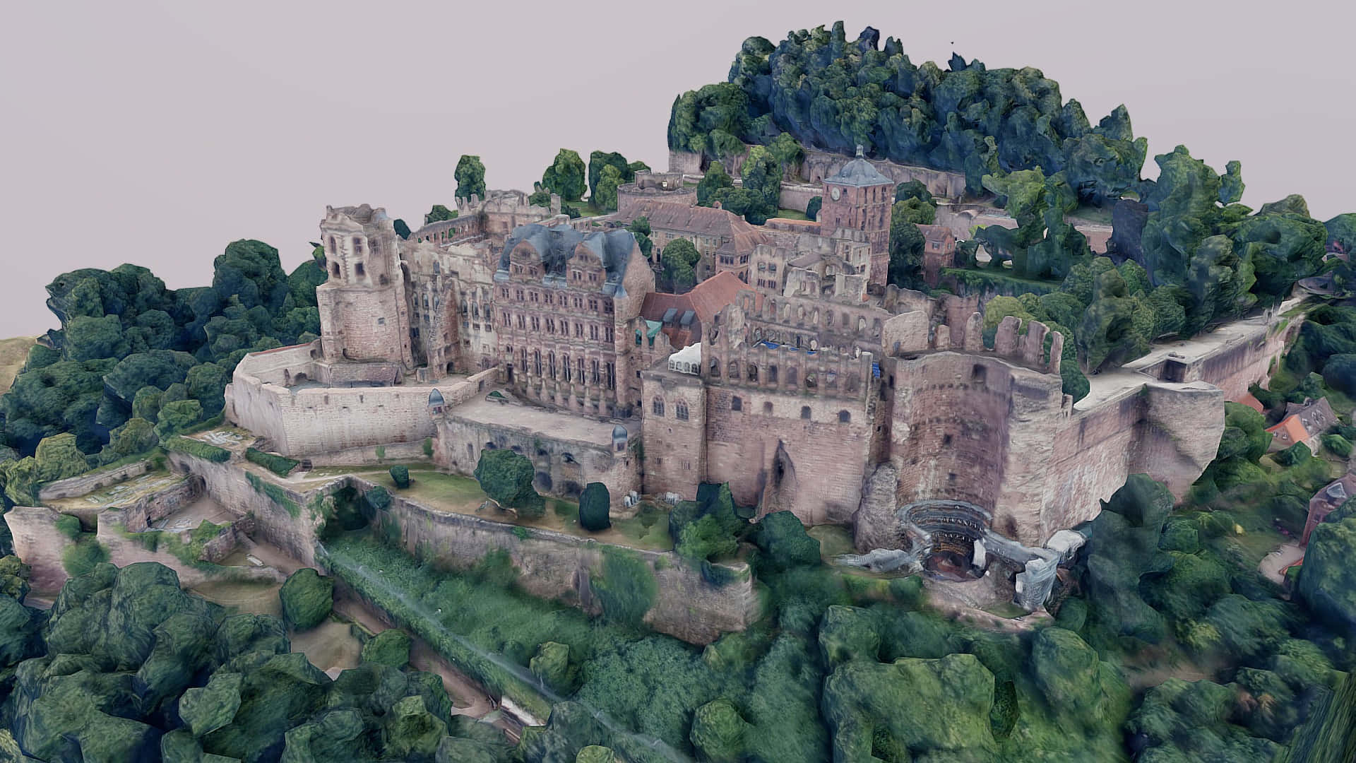 Heidelberg Castle, medieval castle, lush green hill, Full HD Desktop Wallpaper