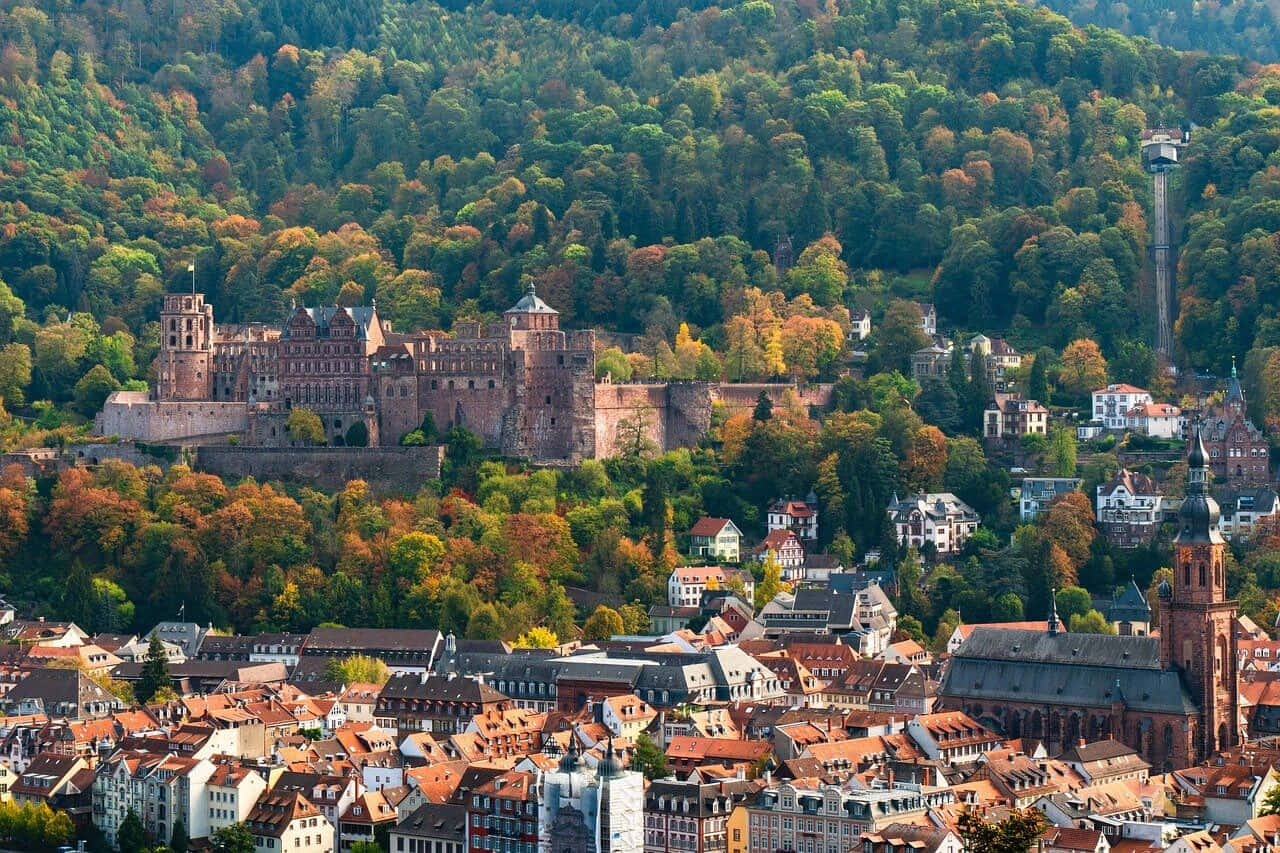 Heidelberg Castle, autumn, golden light, HD Desktop Wallpaper