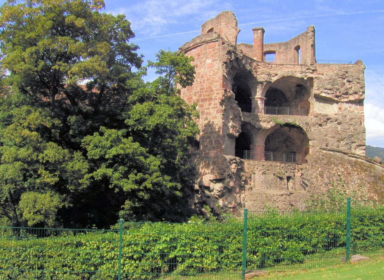 Heidelberg Castle, destroyed tower, ancient stone castle ruins, HD Desktop Wallpaper