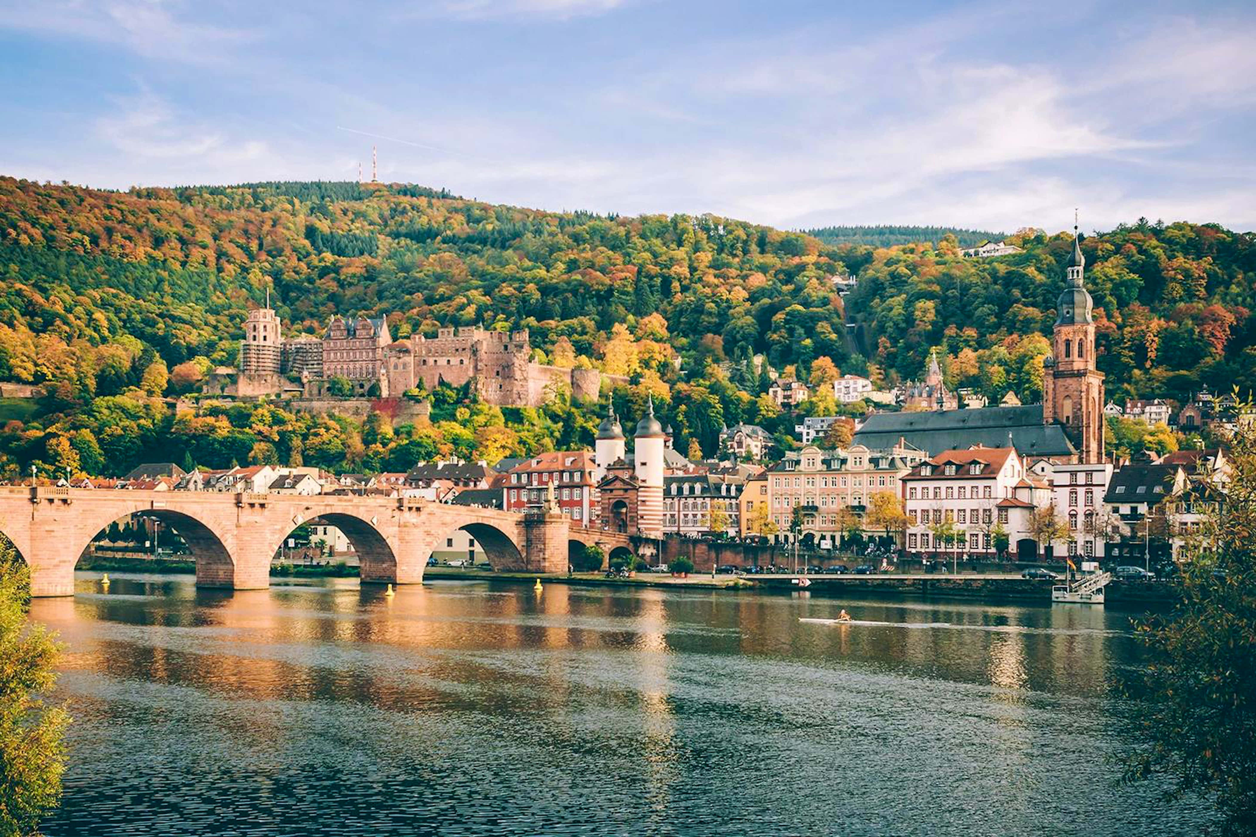 Heidelberg Castle, autumn, stone bridge, 4K Desktop Wallpaper