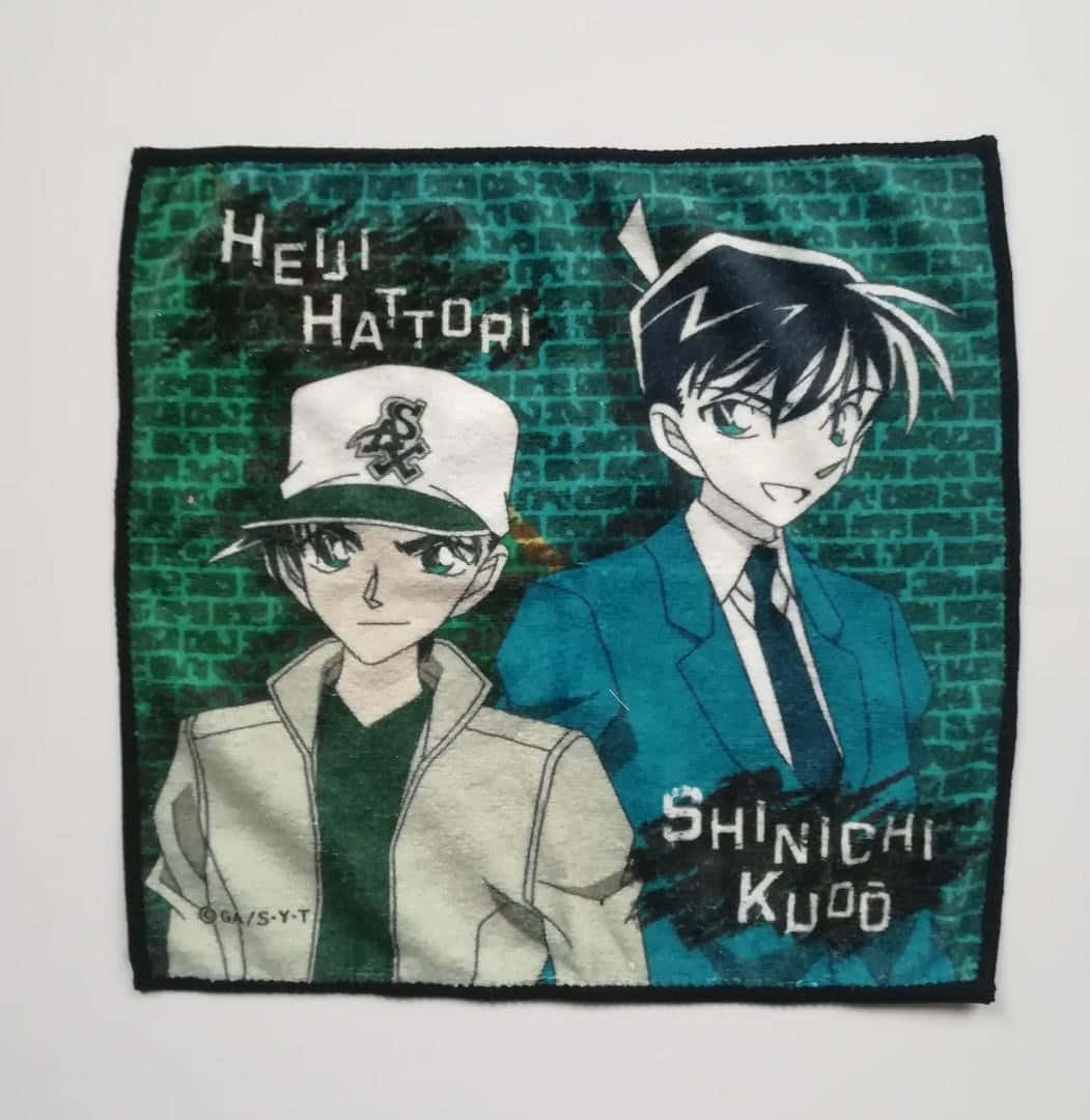 Heiji Hattori, intense deduction scene, green brick-patterned towel, SD Phone Wallpaper