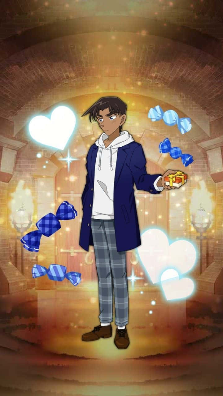 Heiji Hattori, blue coat, glowing archway, HD Phone Wallpaper