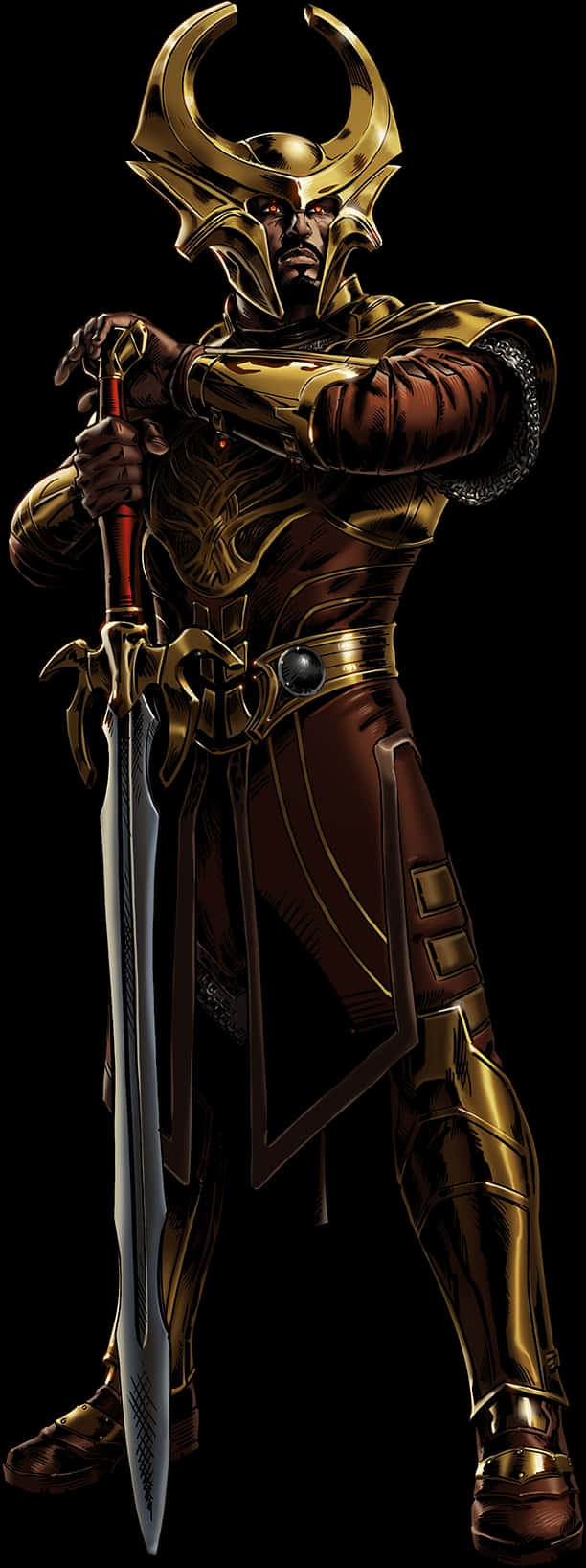 Heimdall, golden horned helmet, red sword, HD Phone Wallpaper