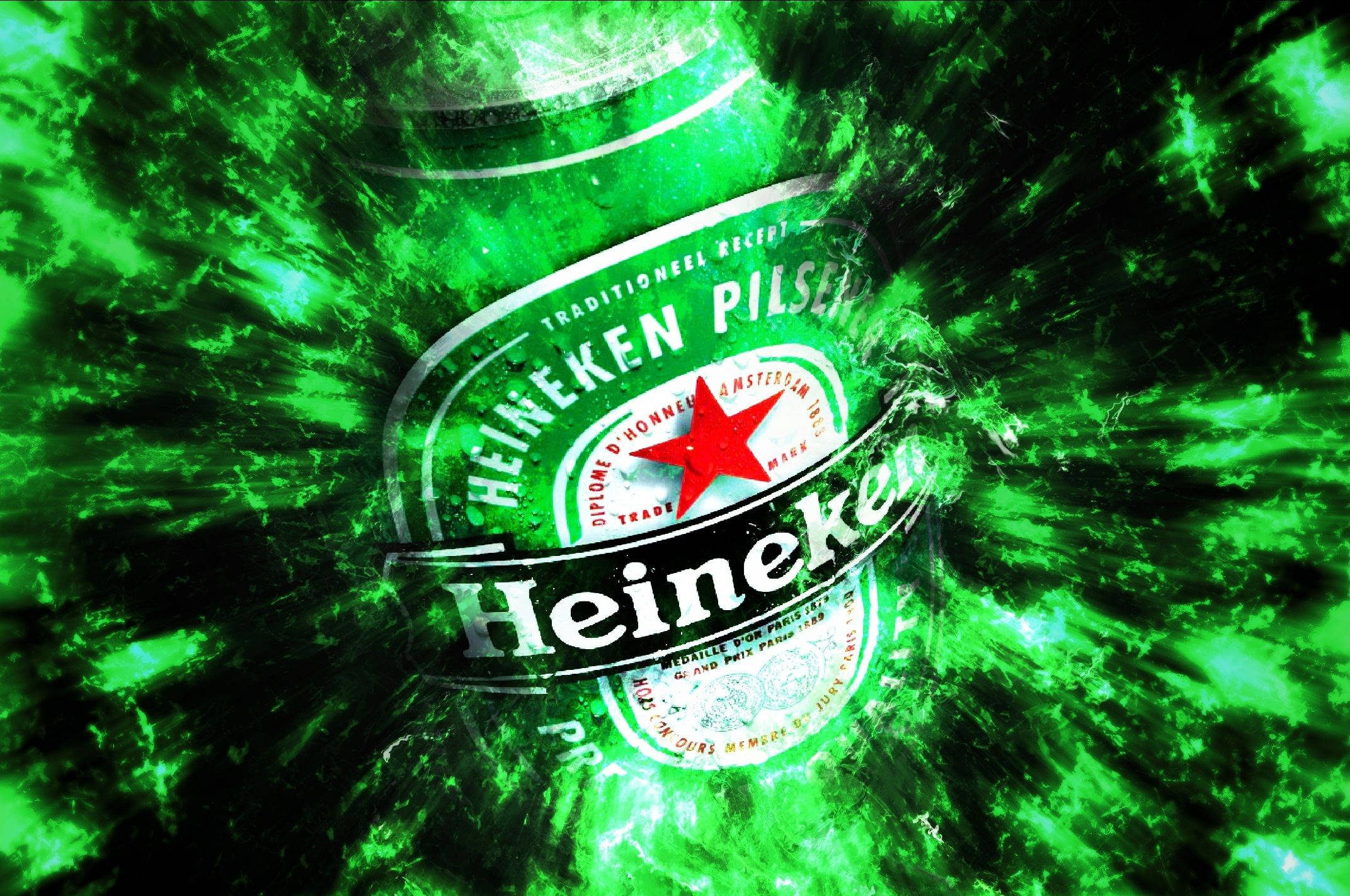 Heineken, lager beer, green splatter, Full HD Desktop Wallpaper